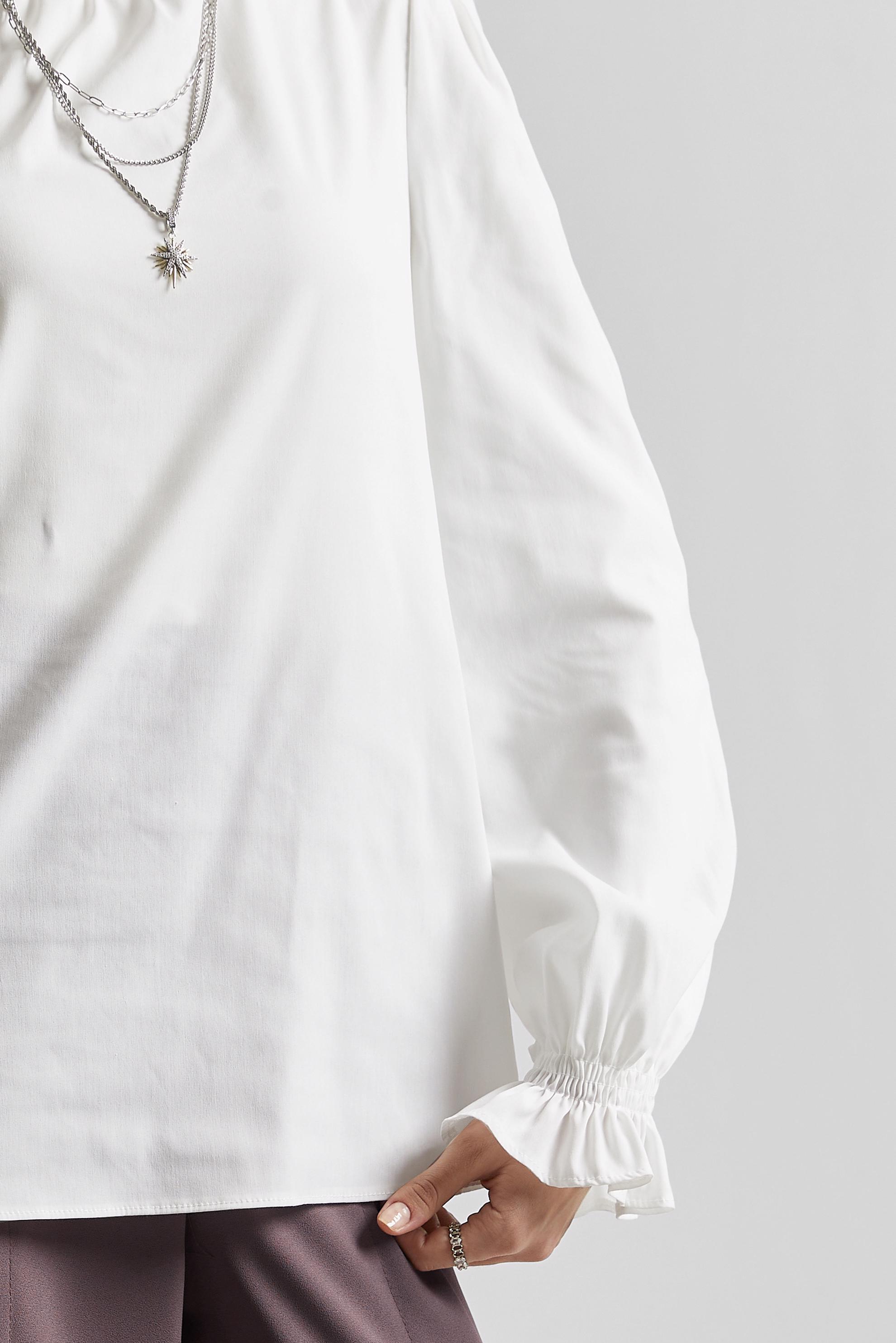 Tesettür giyim BEYAZ KOL UCU LASTİKLİ BLUZ 45341