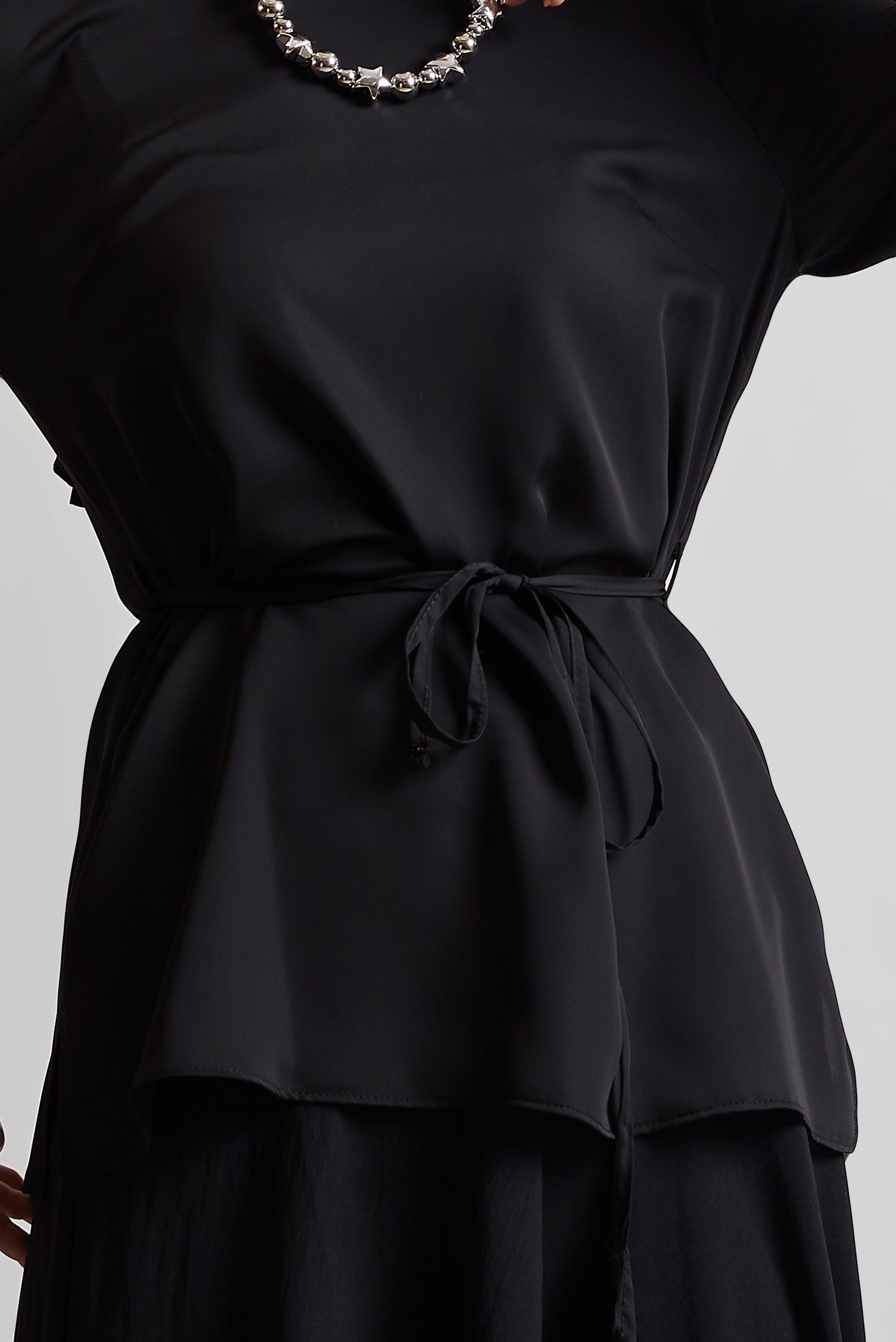 Vêtements hijab NOIR BLOUSE DÉTAILLÉE À NOUER 45343