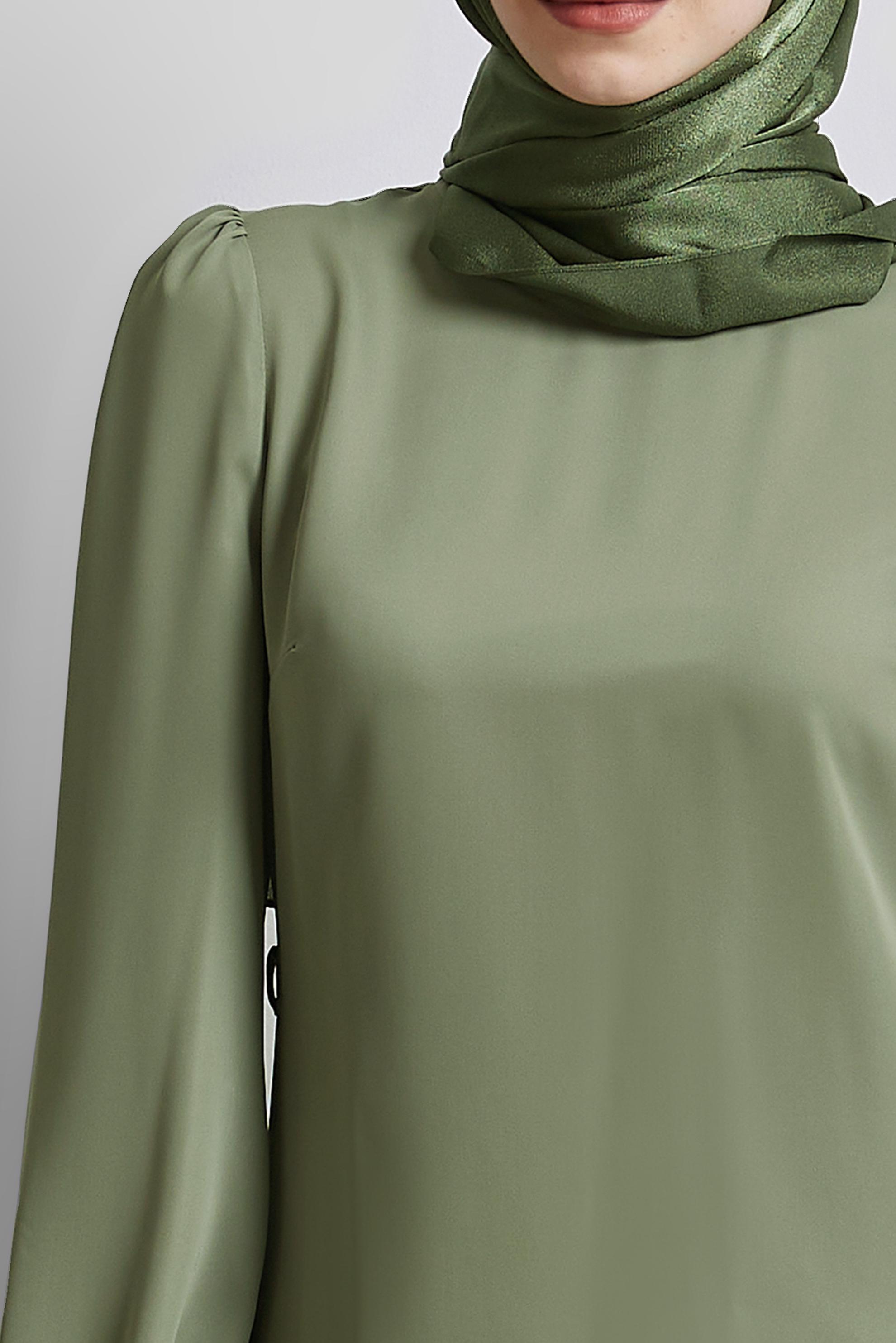 Tesettür giyim HAKİ BAĞCIK DETAYLI BLUZ 45343