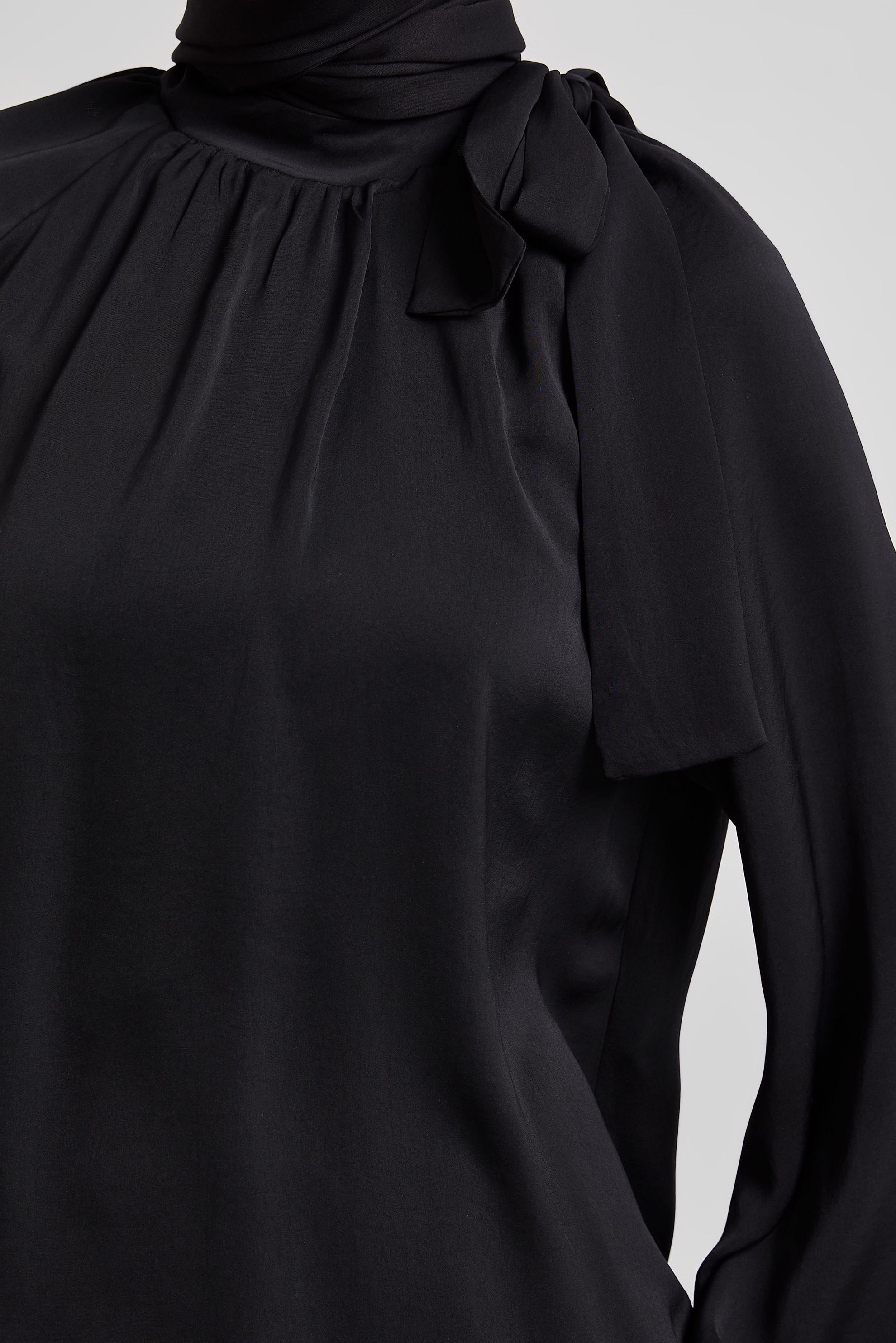 Tesettür giyim SİYAH BAĞLAMA DETAYLI BLUZ 45394