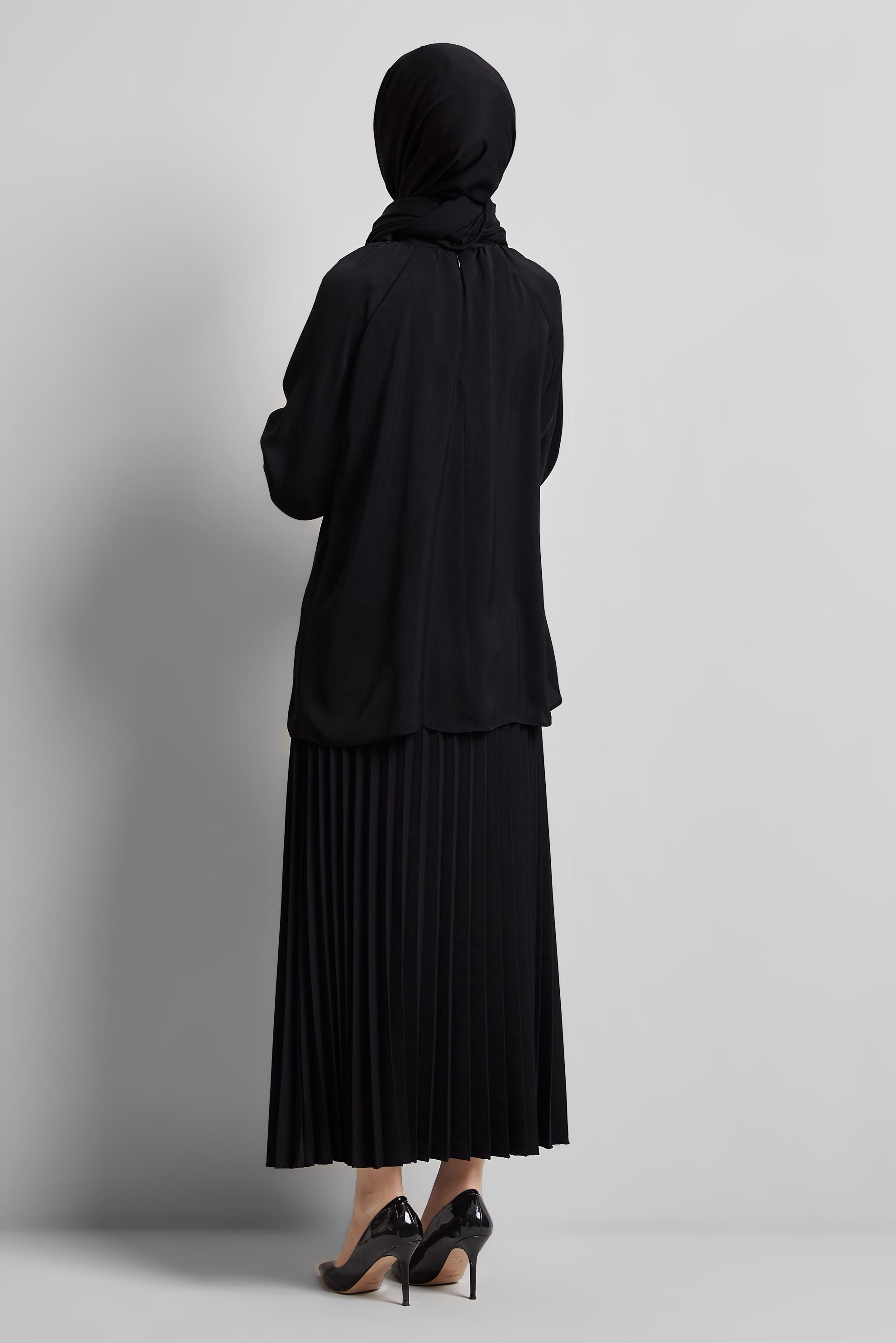 Tesettür giyim SİYAH BAĞLAMA DETAYLI BLUZ 45394