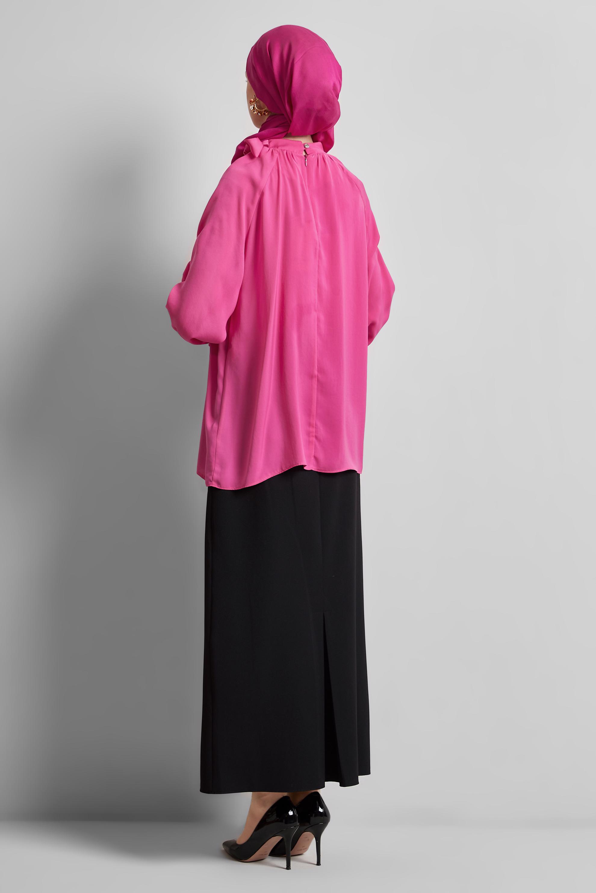 Tesettür giyim FUŞYA BAĞLAMA DETAYLI BLUZ 45394