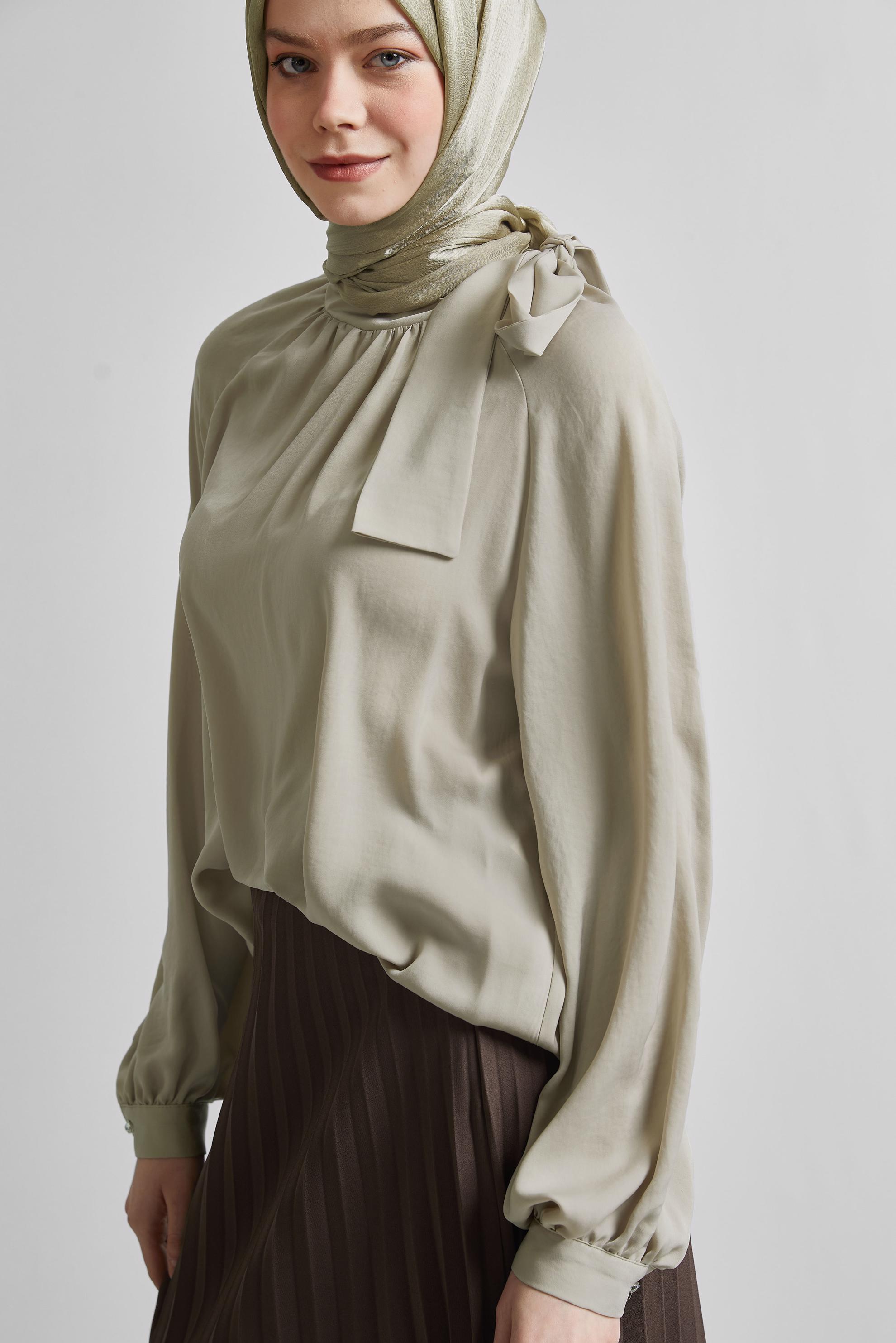 Tesettür giyim KUM BAĞLAMA DETAYLI BLUZ 45394