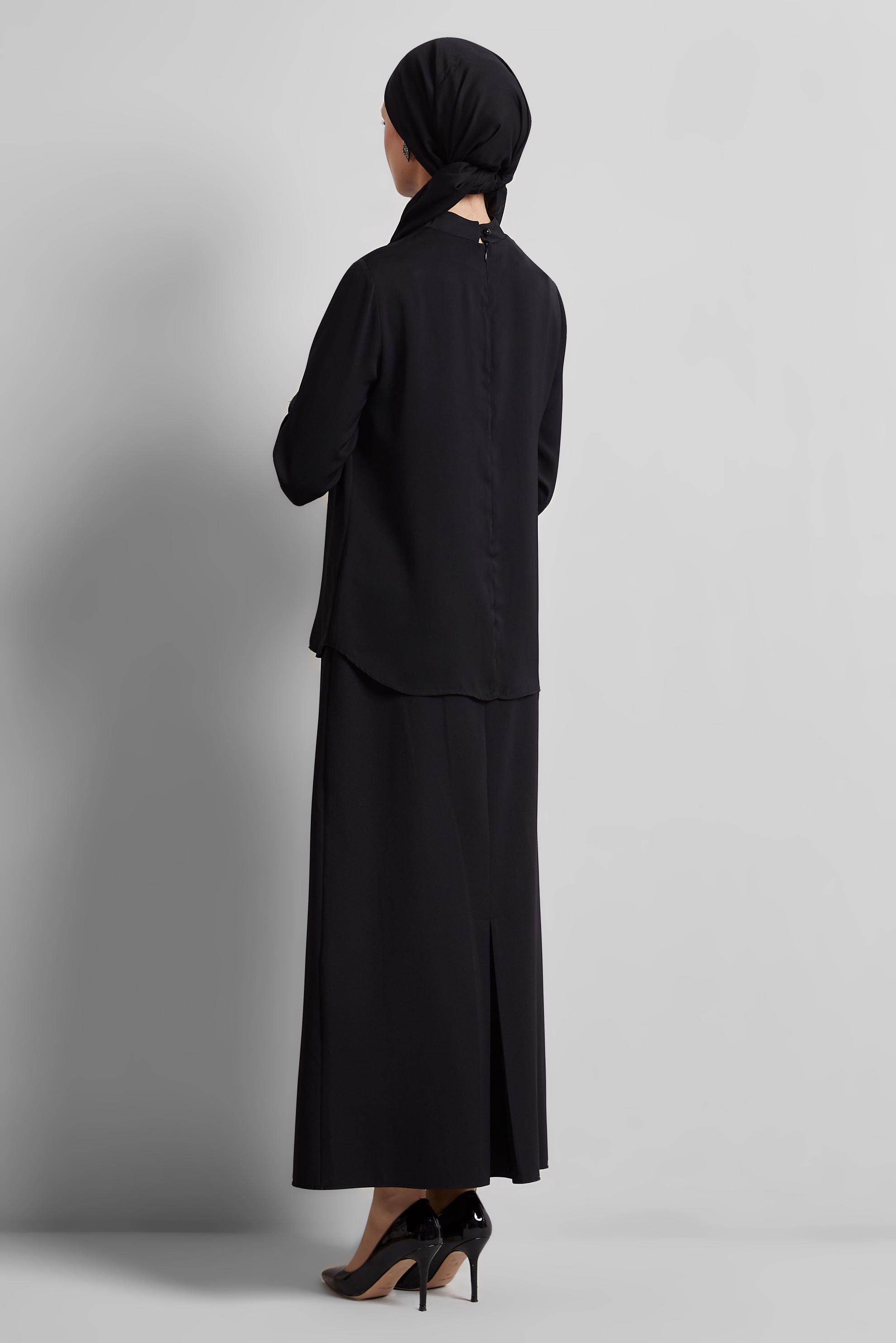 Vêtements hijab NOIR BLOUSE À COL NOUÉ 45395