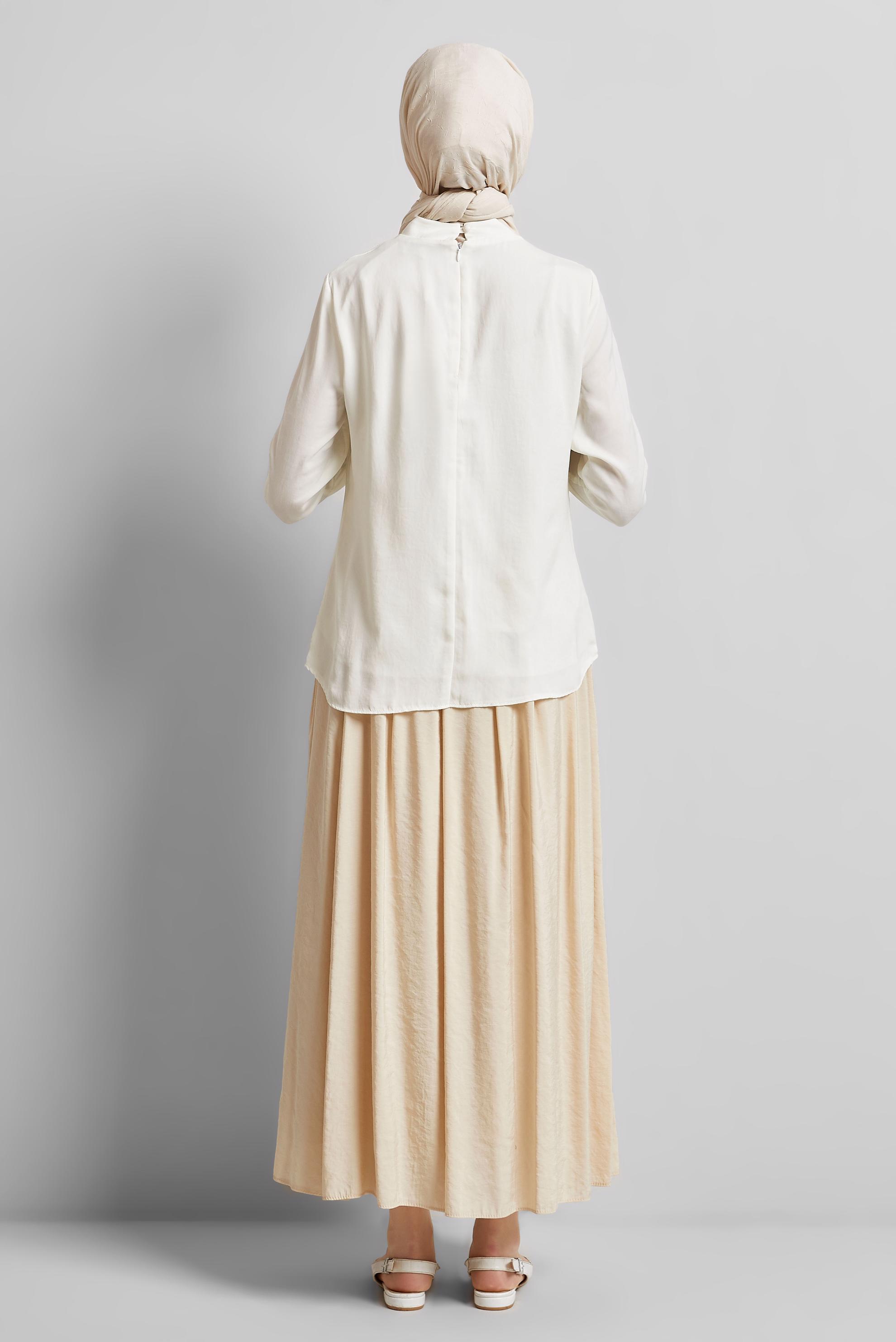 Tesettür giyim BEYAZ YAKASI BAĞLAMA DETAYLI BLUZ 45395