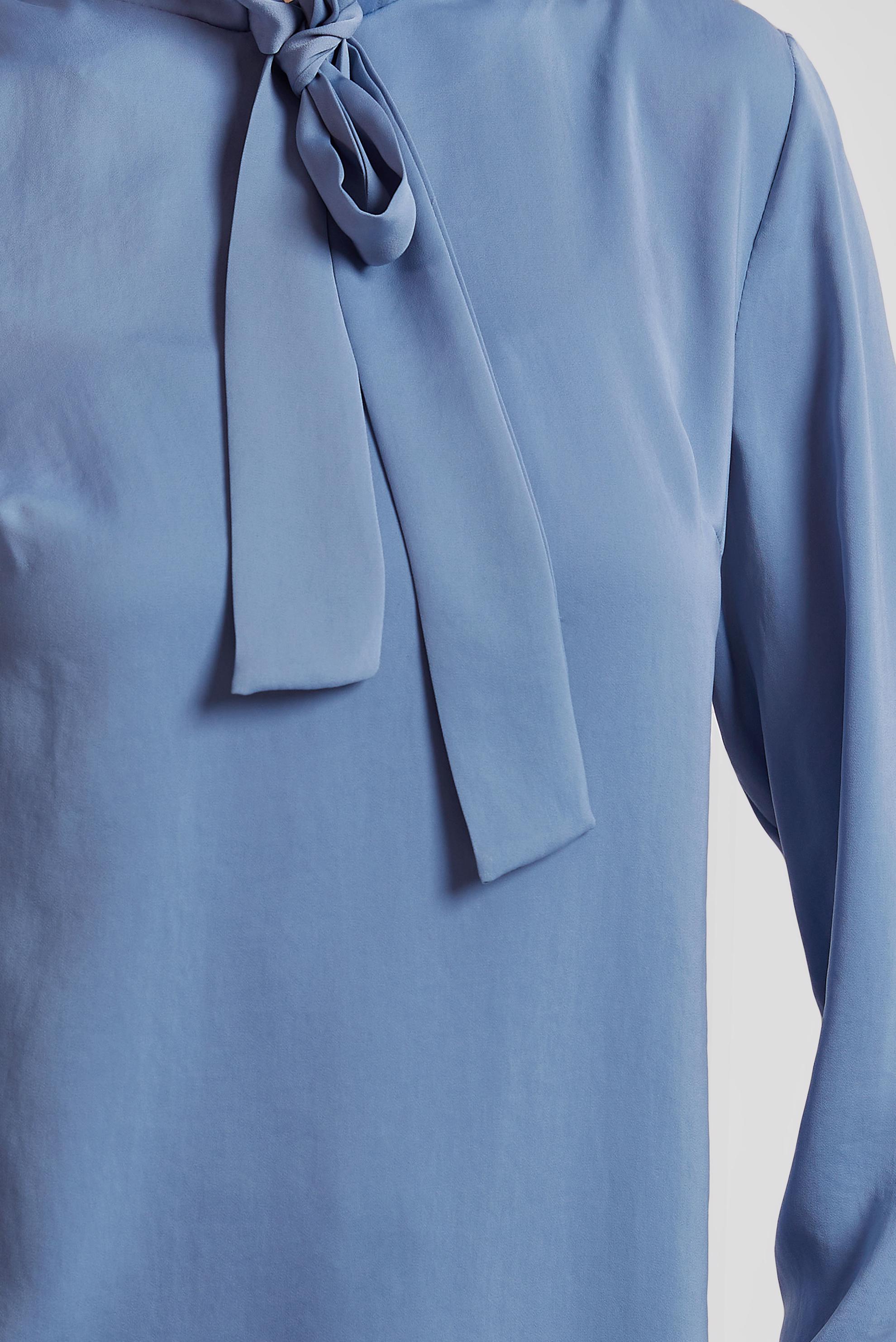 Vêtements hijab BLEU BLOUSE À COL NOUÉ 45395