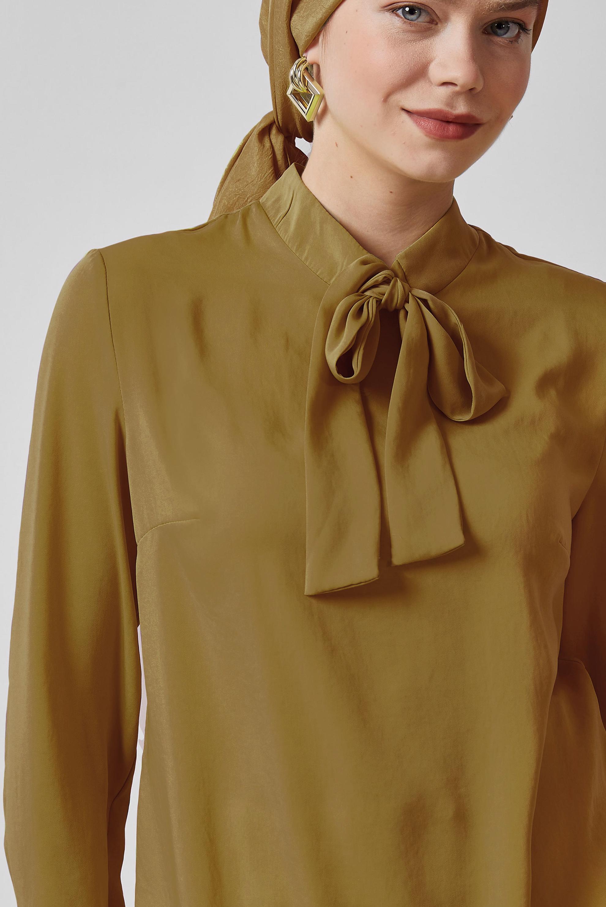 Vêtements hijab JAUNE BLOUSE À COL NOUÉ 45395