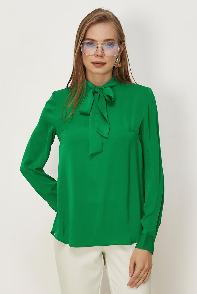 Vêtements hijab BEIGE BLOUSE À COL NOUÉ 45395 - ALVİNA