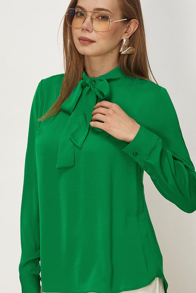 Vêtements hijab BEIGE BLOUSE À COL NOUÉ 45395 - ALVİNA