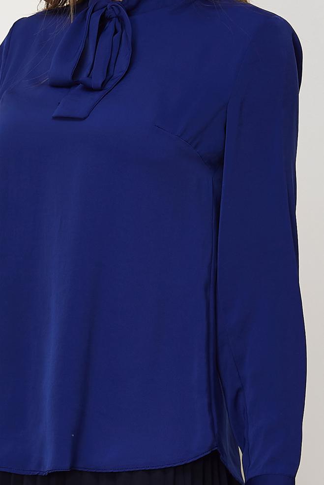 Vêtements hijab BLEU MARINE BLOUSE À COL NOUÉ 45395 - ALVİNA