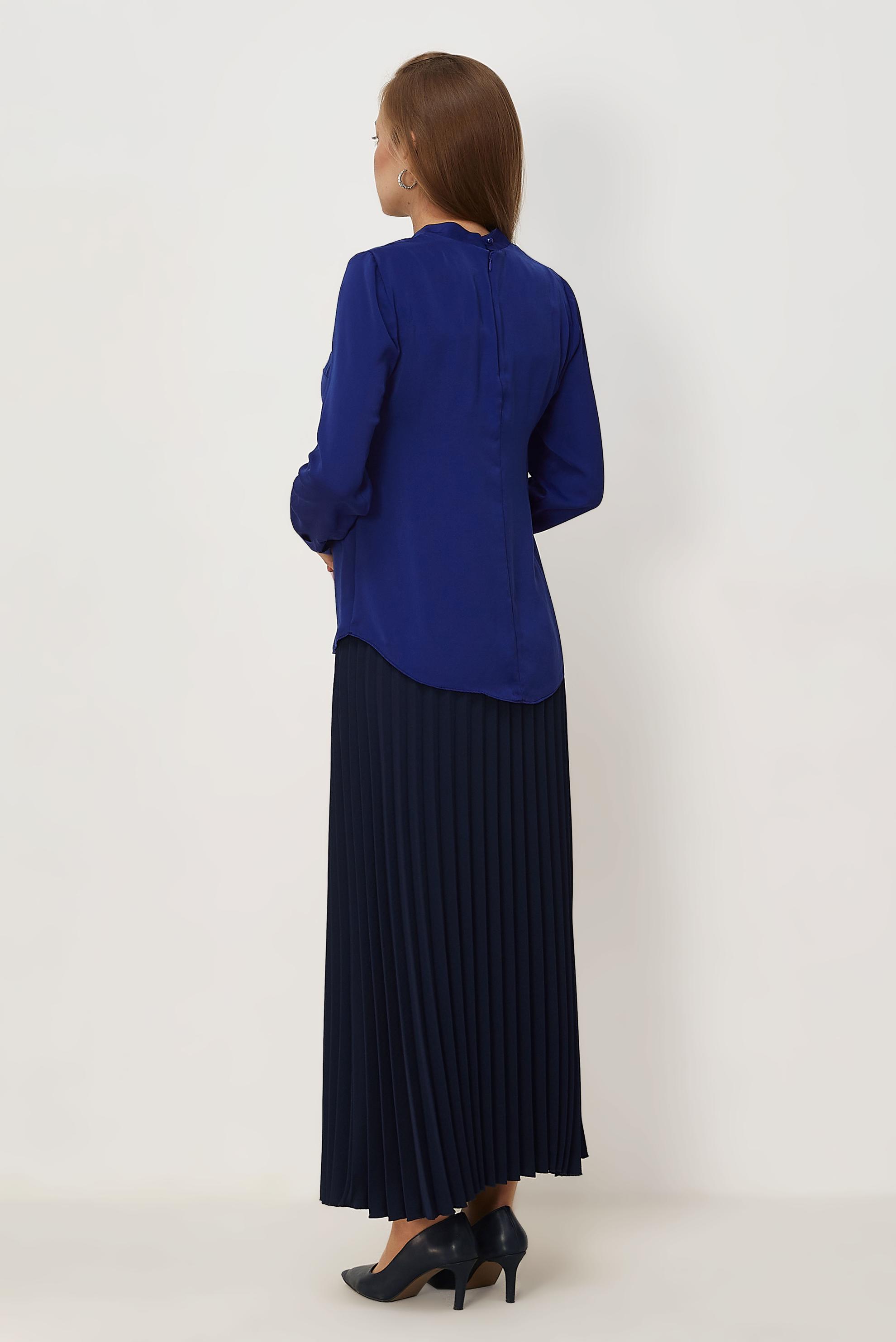 Vêtements hijab BLEU MARINE BLOUSE À COL NOUÉ 45395