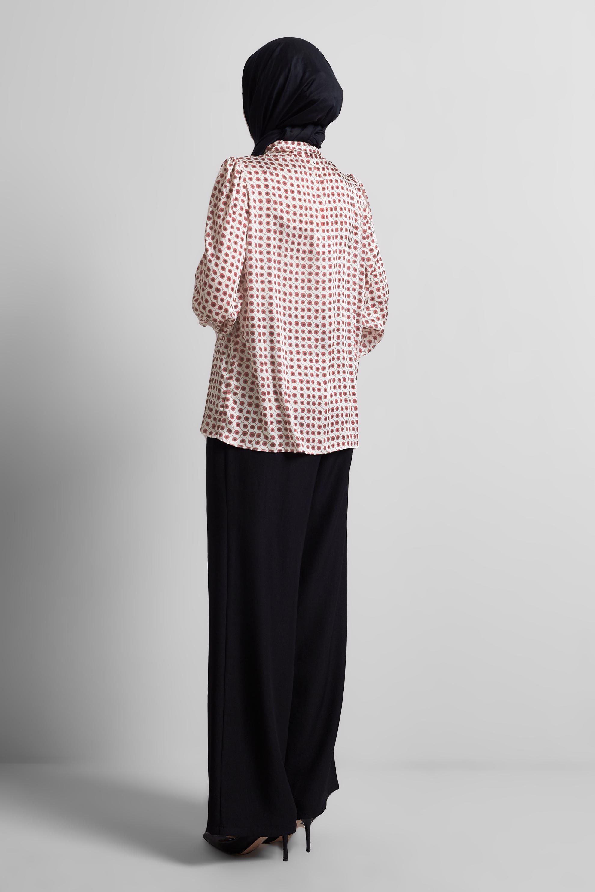 Tesettür giyim BORDO DESENLİ BLUZ 45432