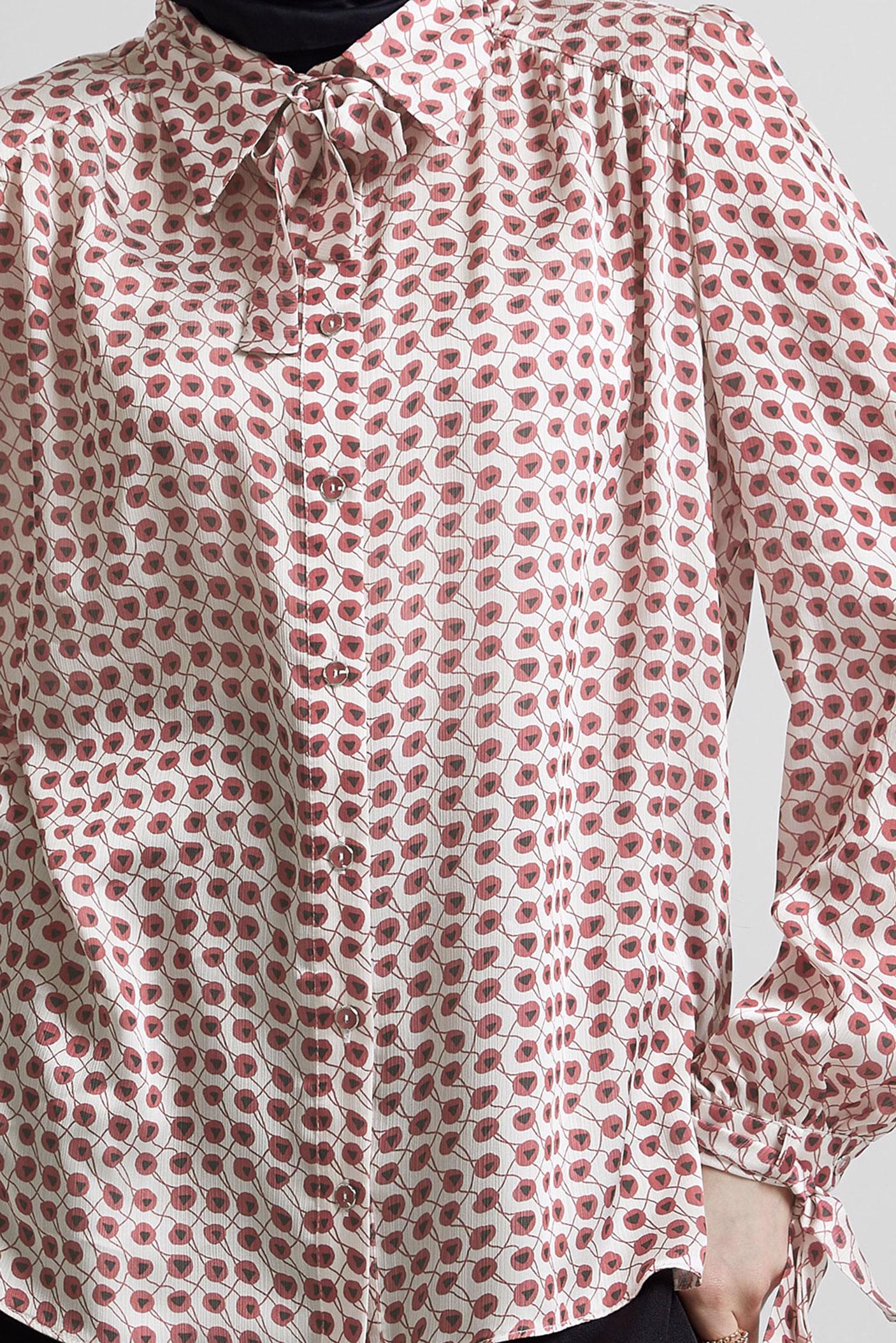 Tesettür giyim BORDO DESENLİ BLUZ 45432