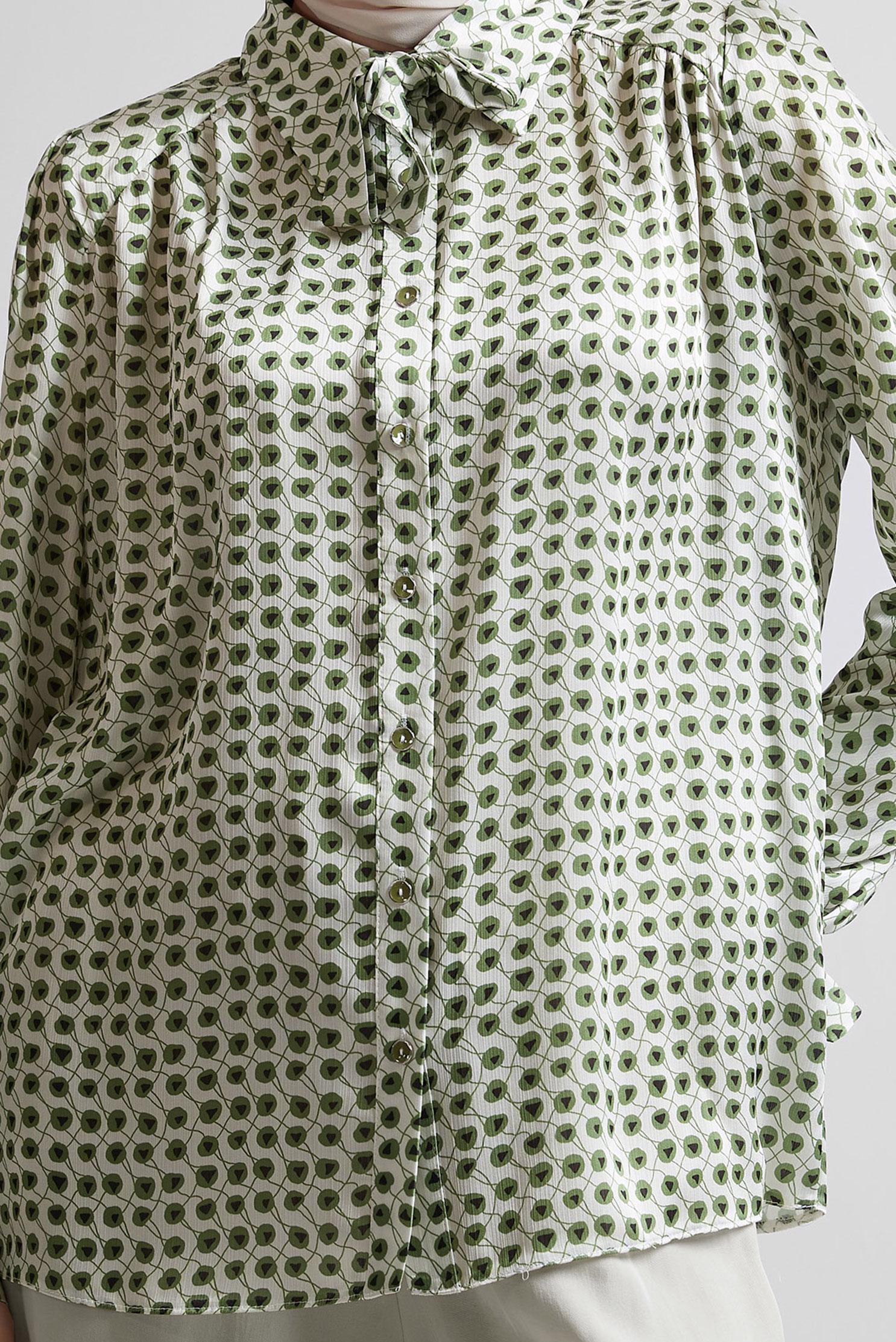 Tesettür giyim HAKİ DESENLİ BLUZ 45432