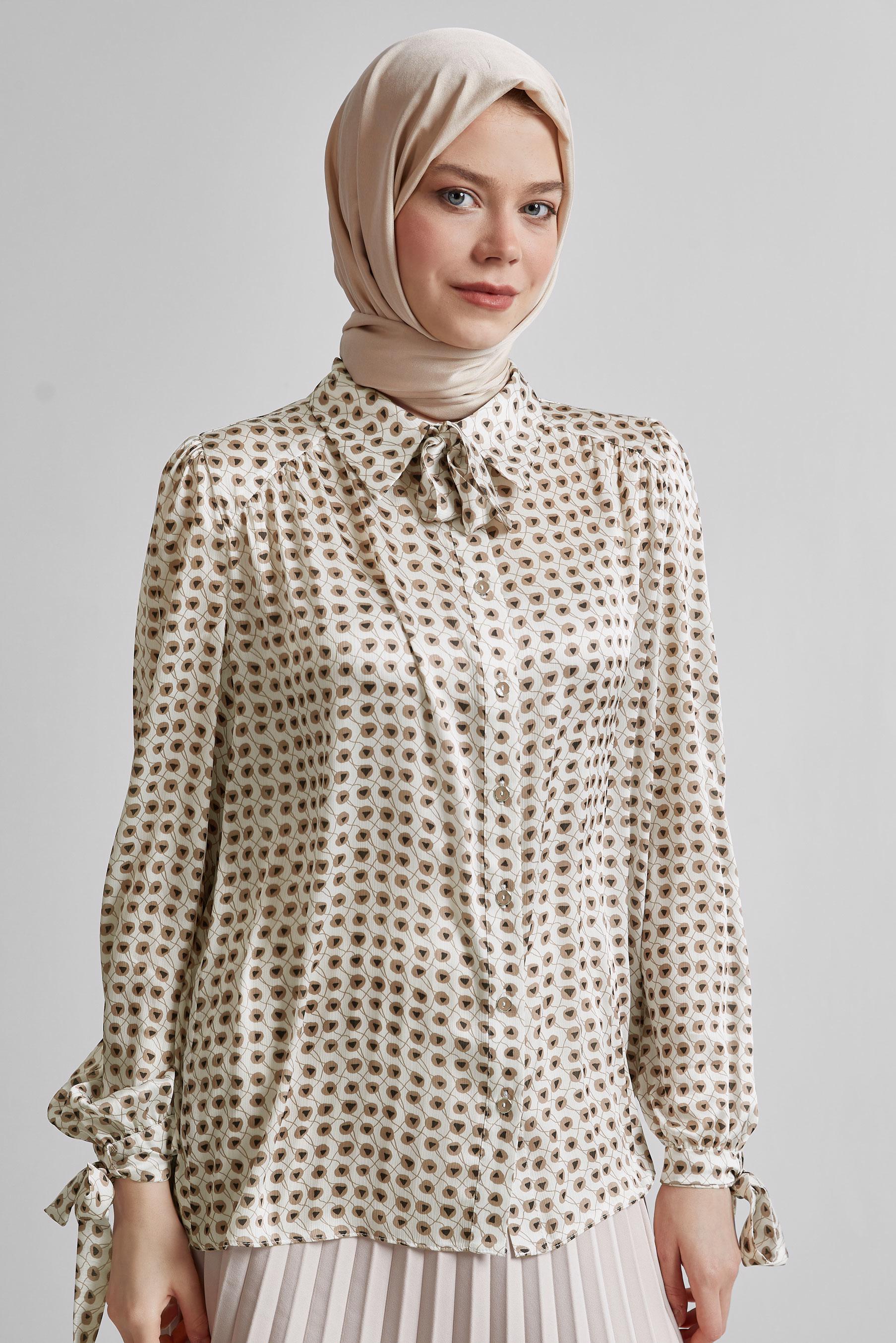 Tesettür giyim VİZON DESENLİ BLUZ 45432