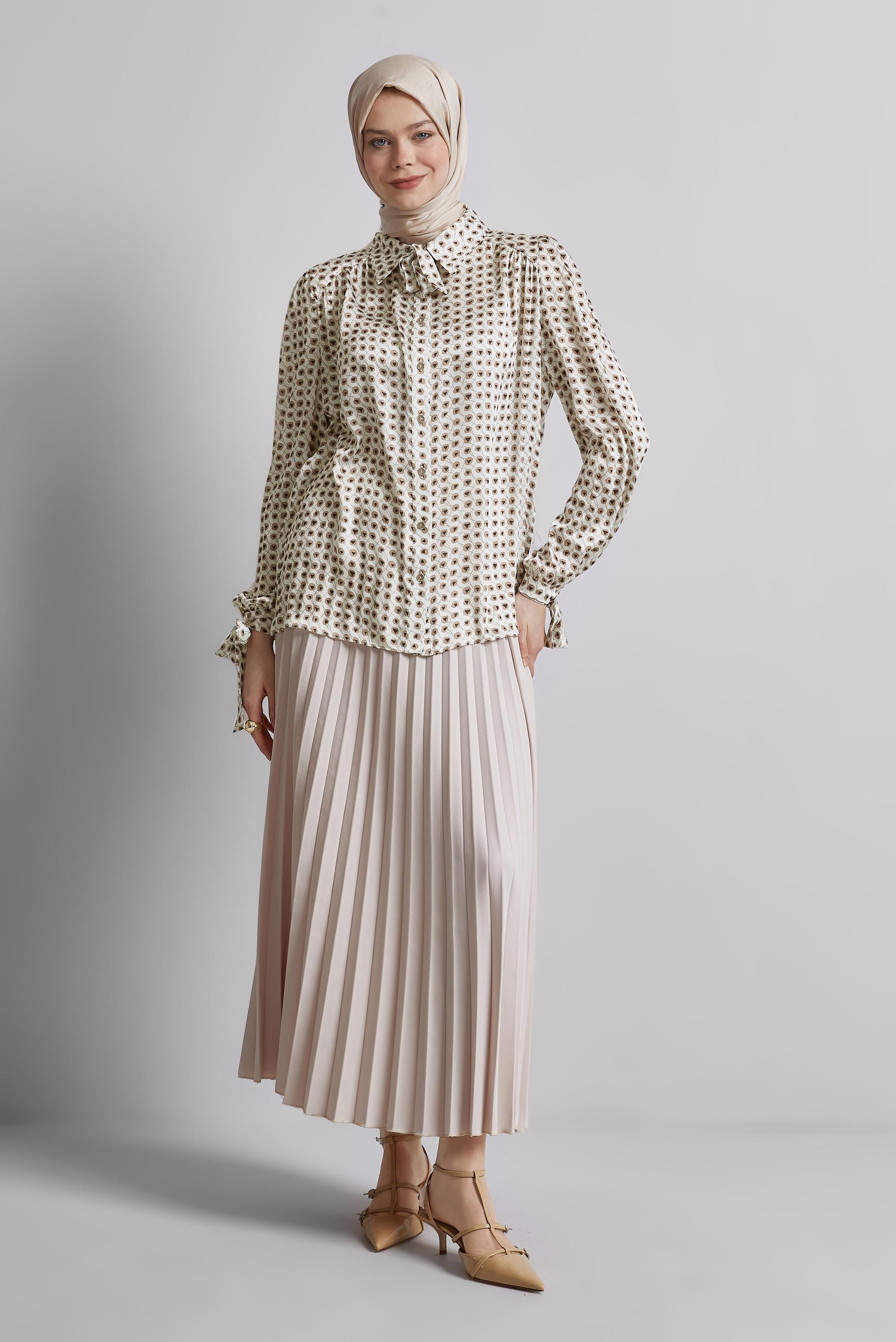 Tesettür giyim VİZON DESENLİ BLUZ 45432