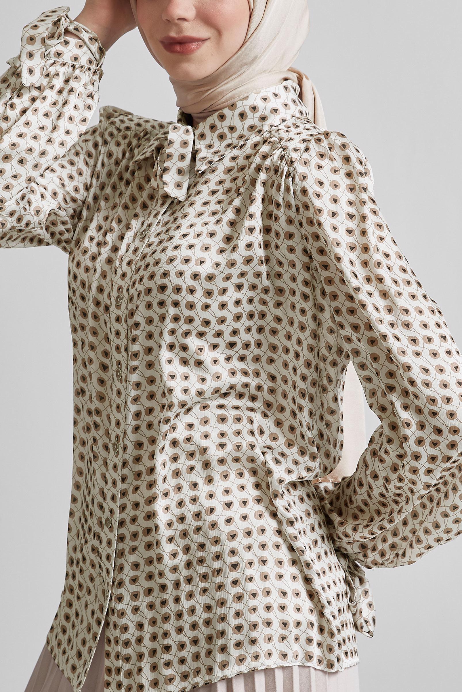 Tesettür giyim VİZON DESENLİ BLUZ 45432