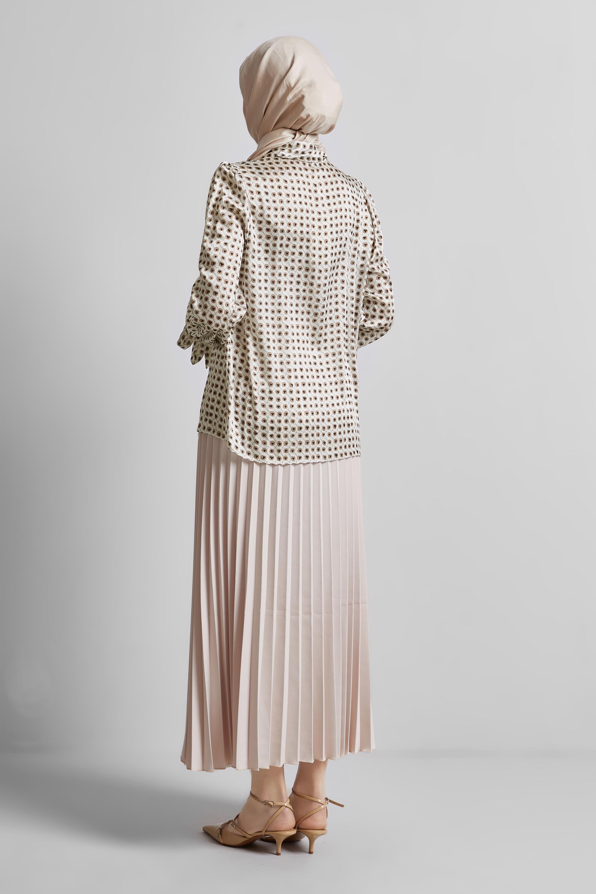 Tesettür giyim VİZON DESENLİ BLUZ 45432