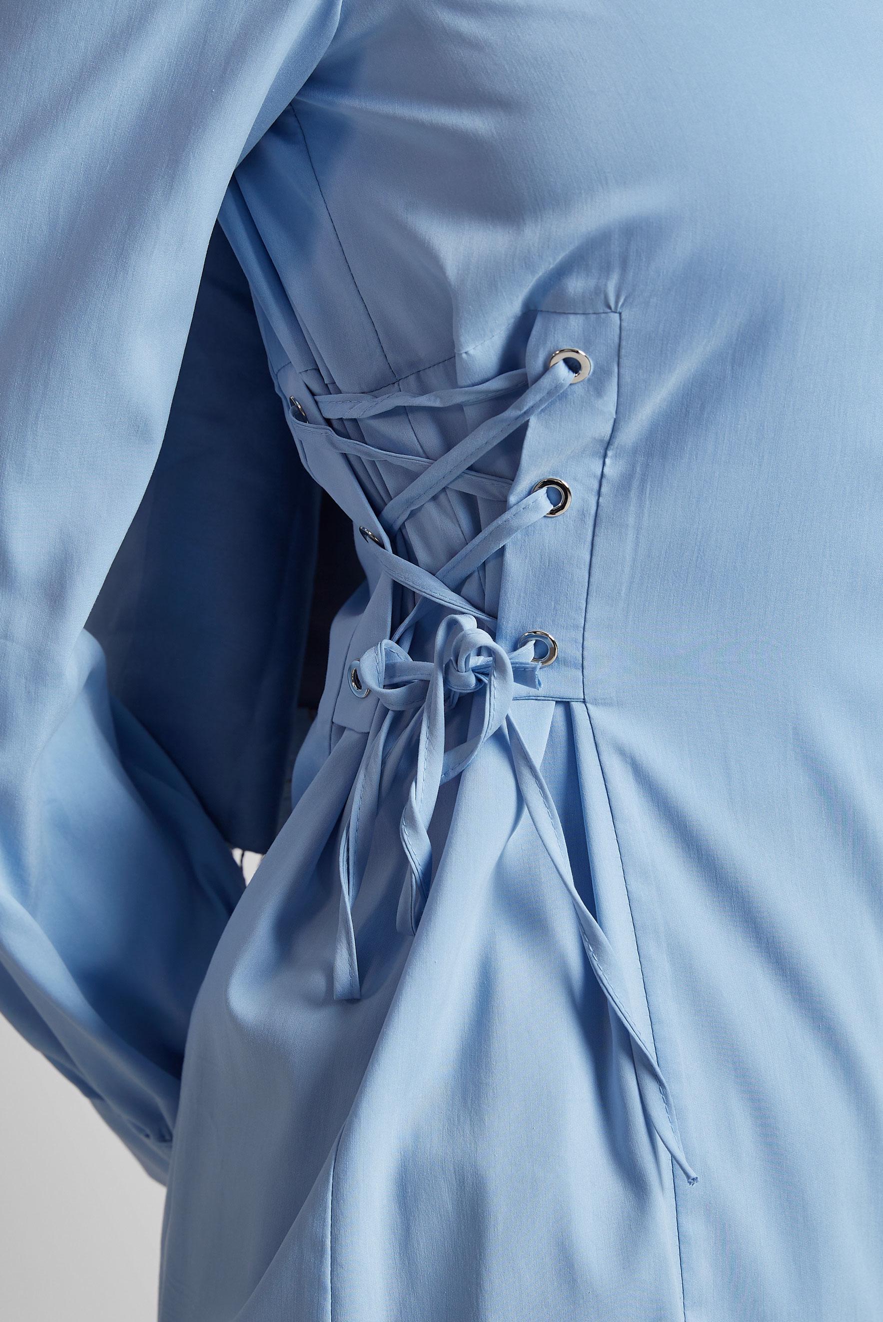 Hijab clothing BLUE TIE DETAILED BLOUSE 45498