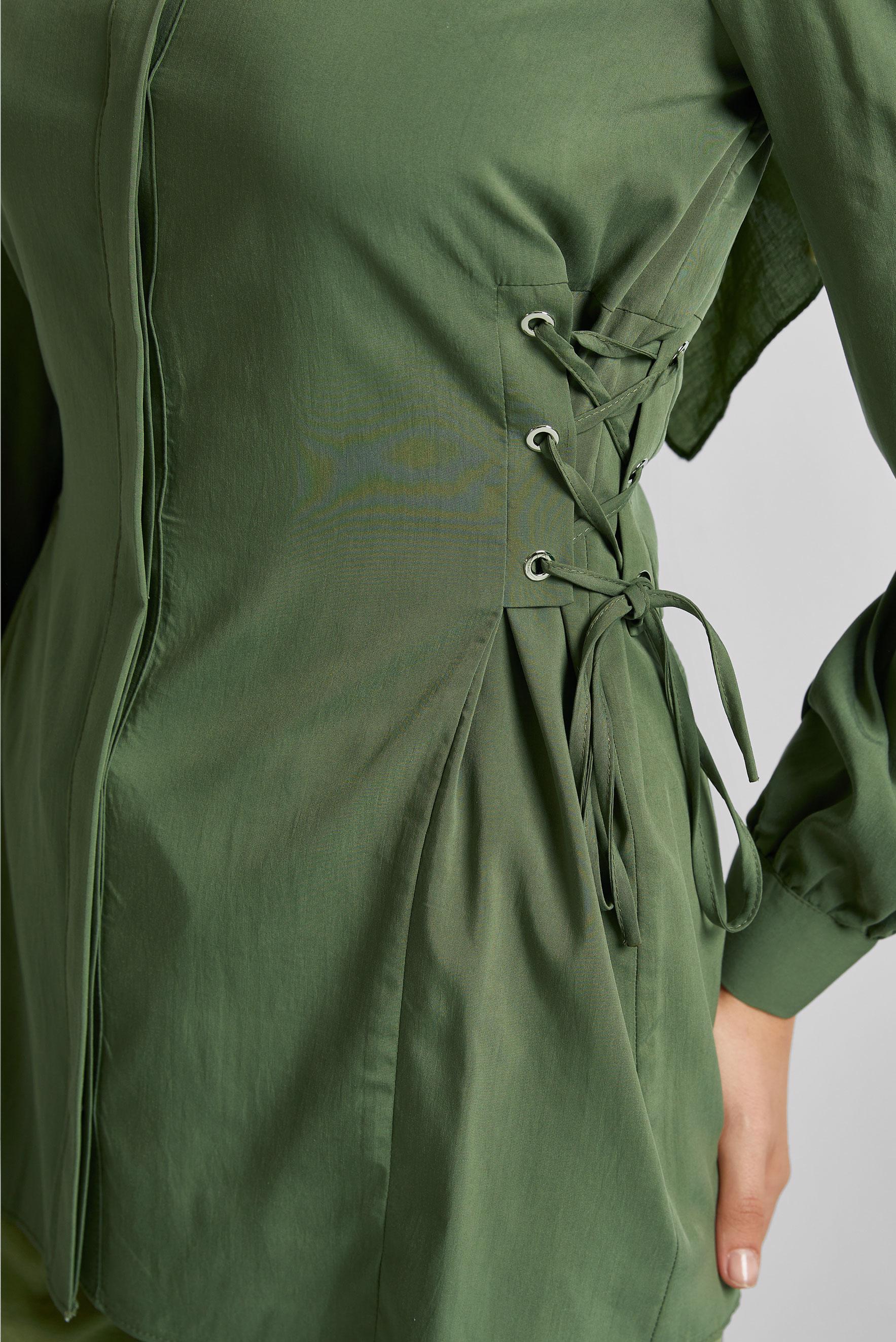 Tesettür giyim HAKİ BAĞCIK DETAYLI BLUZ 45498