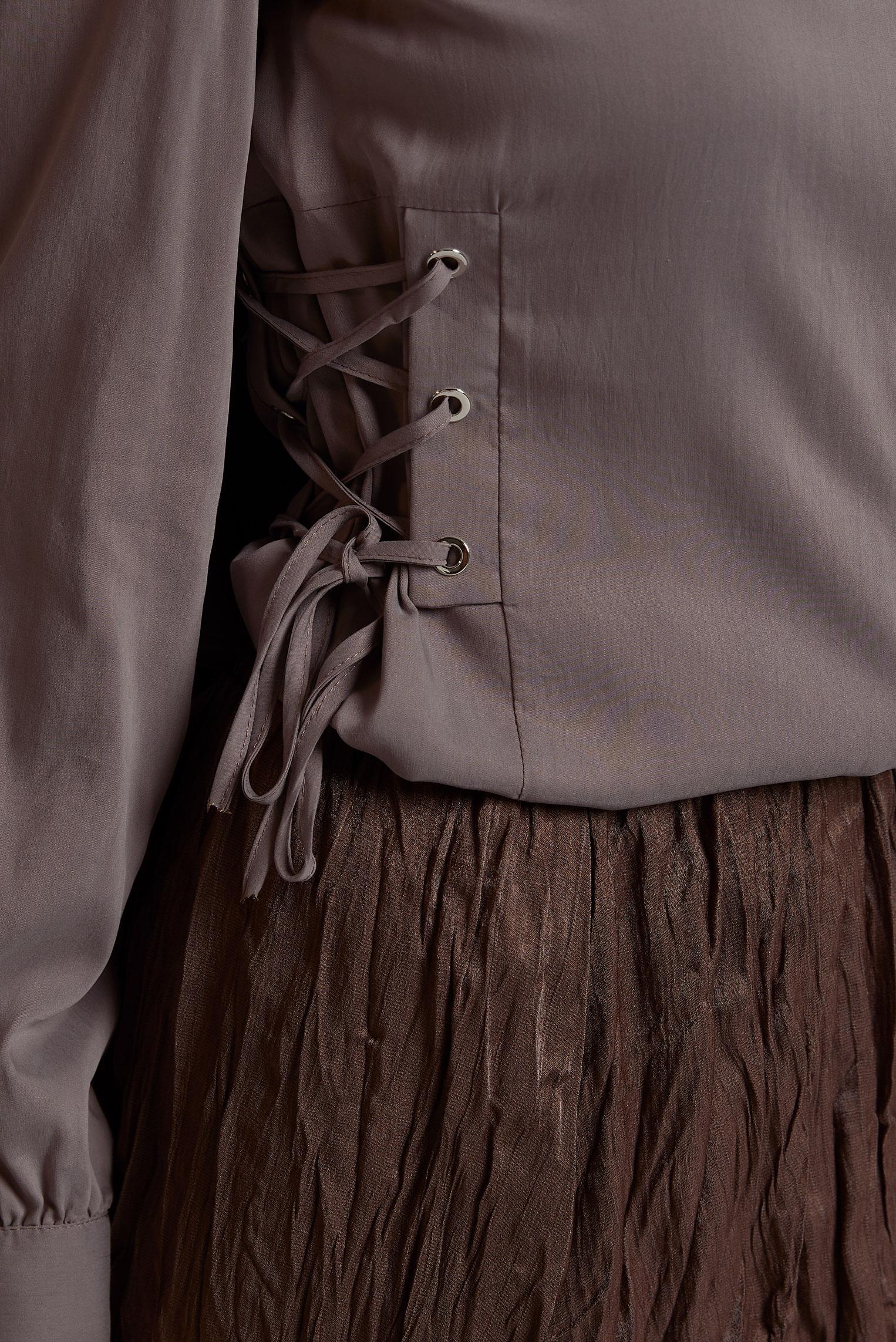 Tesettür giyim VİZON BAĞCIK DETAYLI BLUZ 45498