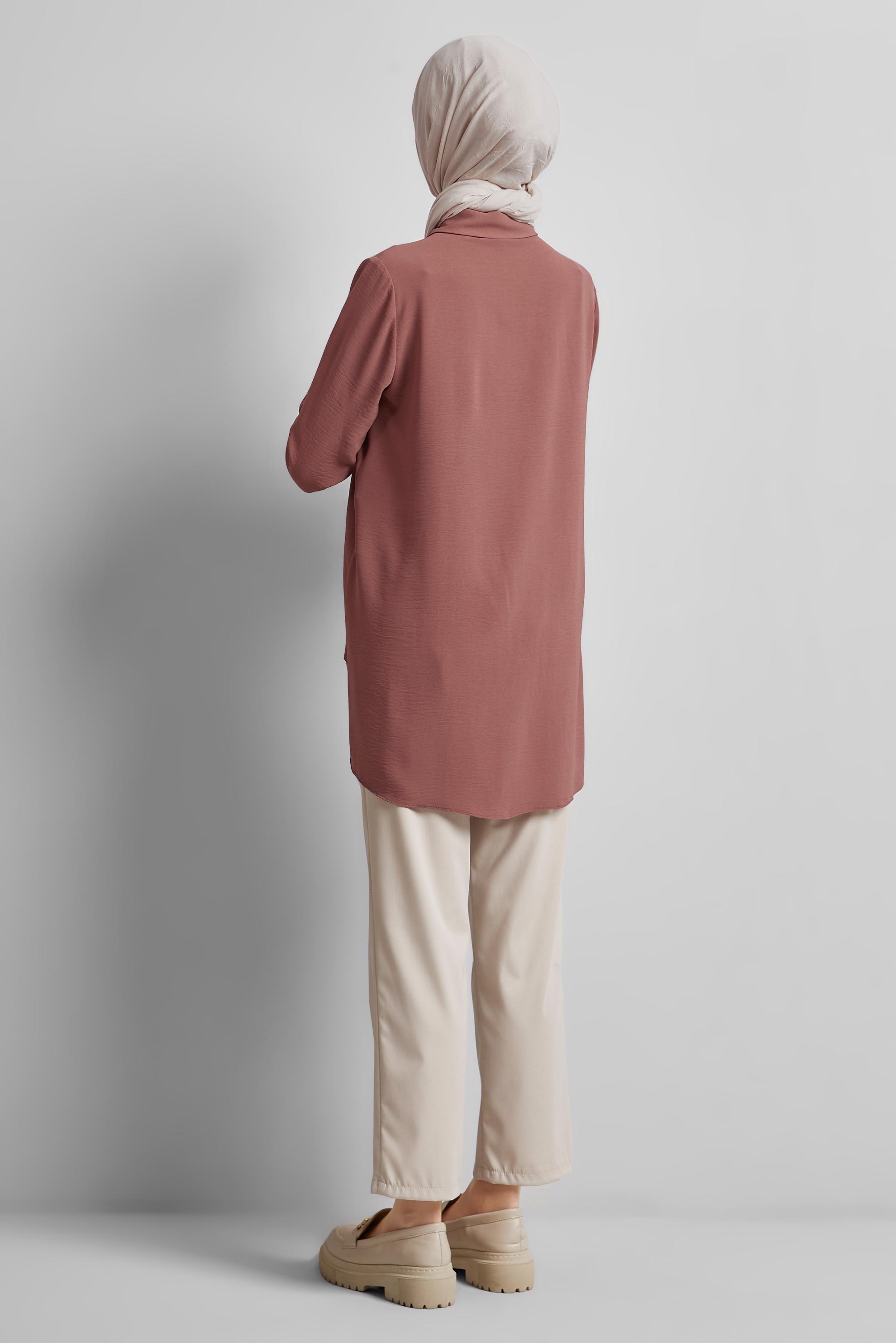 Tesettür giyim TURUNCU GÖMLEK YAKA BLUZ 45521