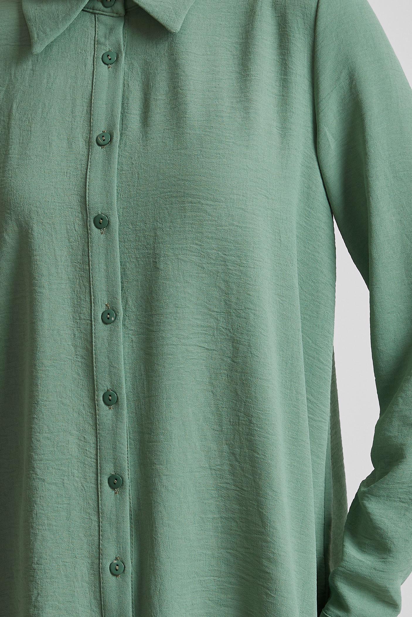 Tesettür giyim YEŞİL GÖMLEK YAKA BLUZ 45521