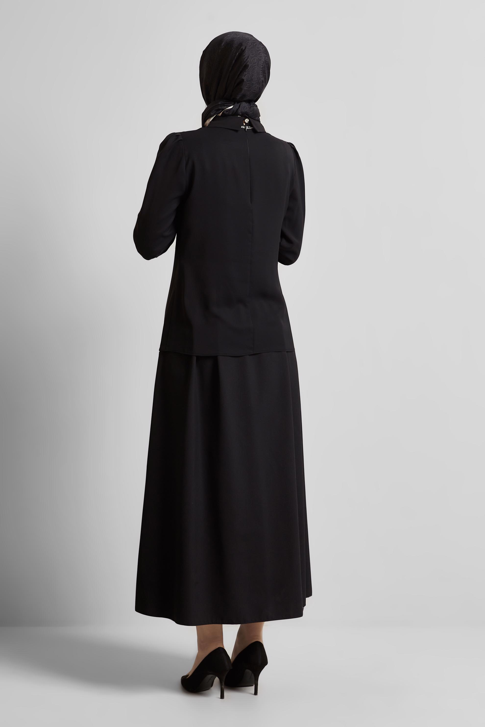 Tesettür giyim SİYAH GÖMLEK YAKA BLUZ 45597