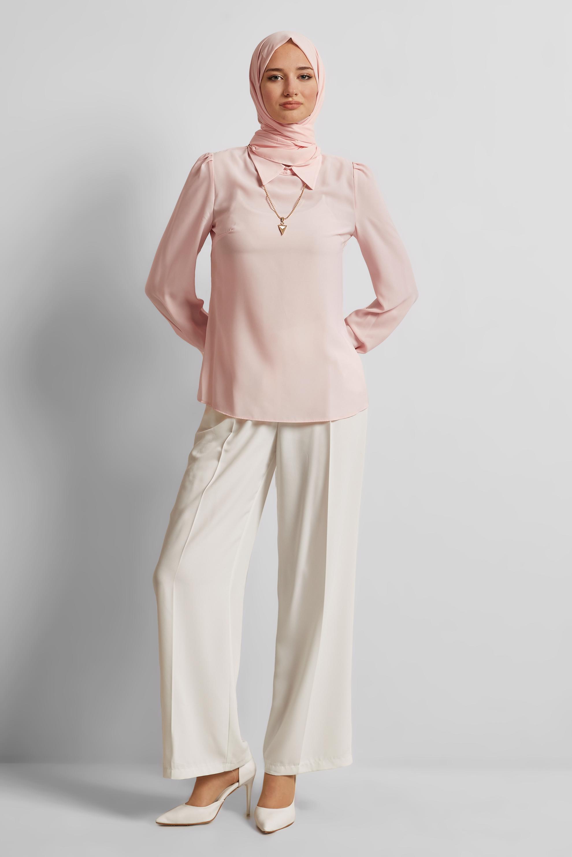 Tesettür giyim PUDRA GÖMLEK YAKA BLUZ 45597