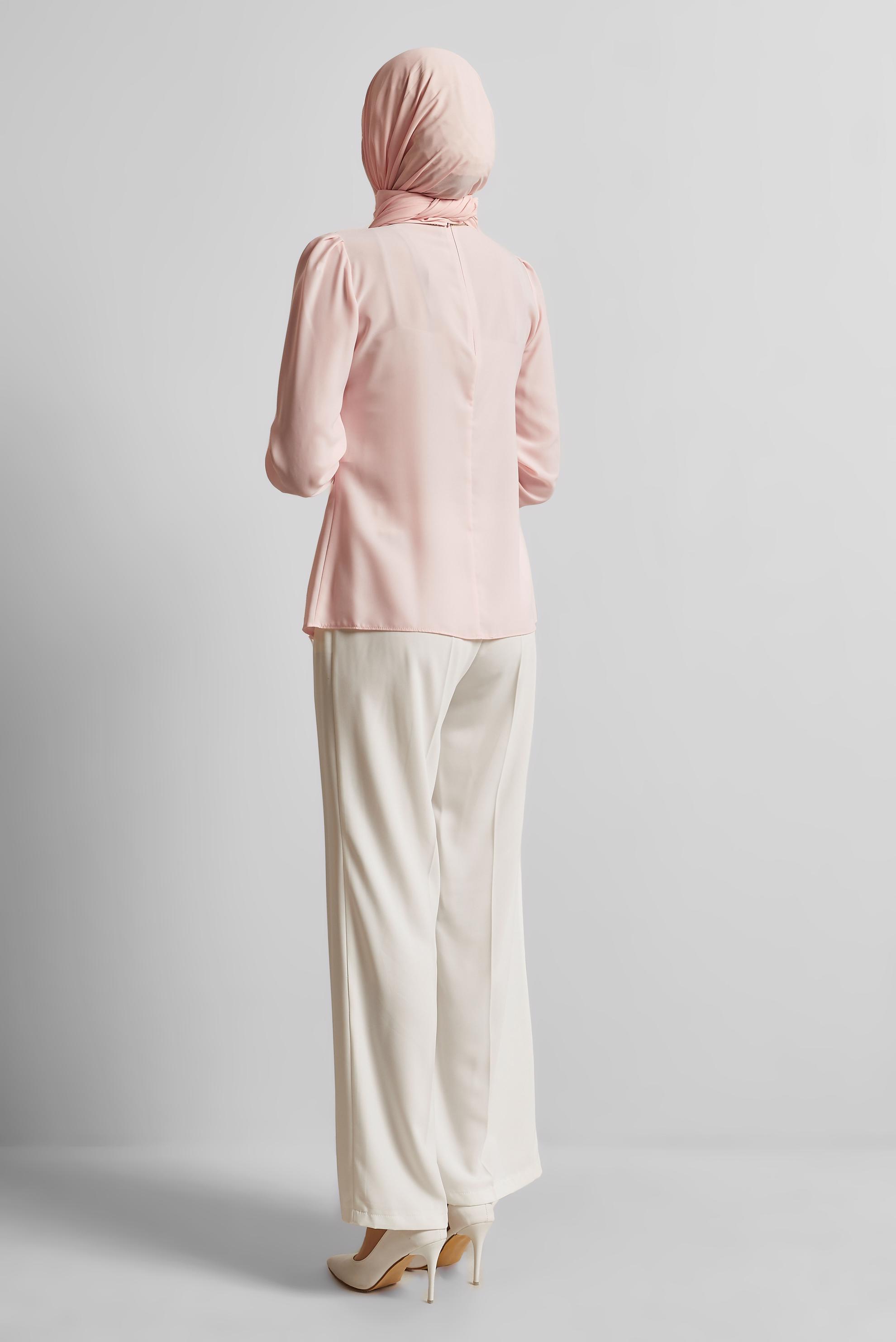 Tesettür giyim PUDRA GÖMLEK YAKA BLUZ 45597