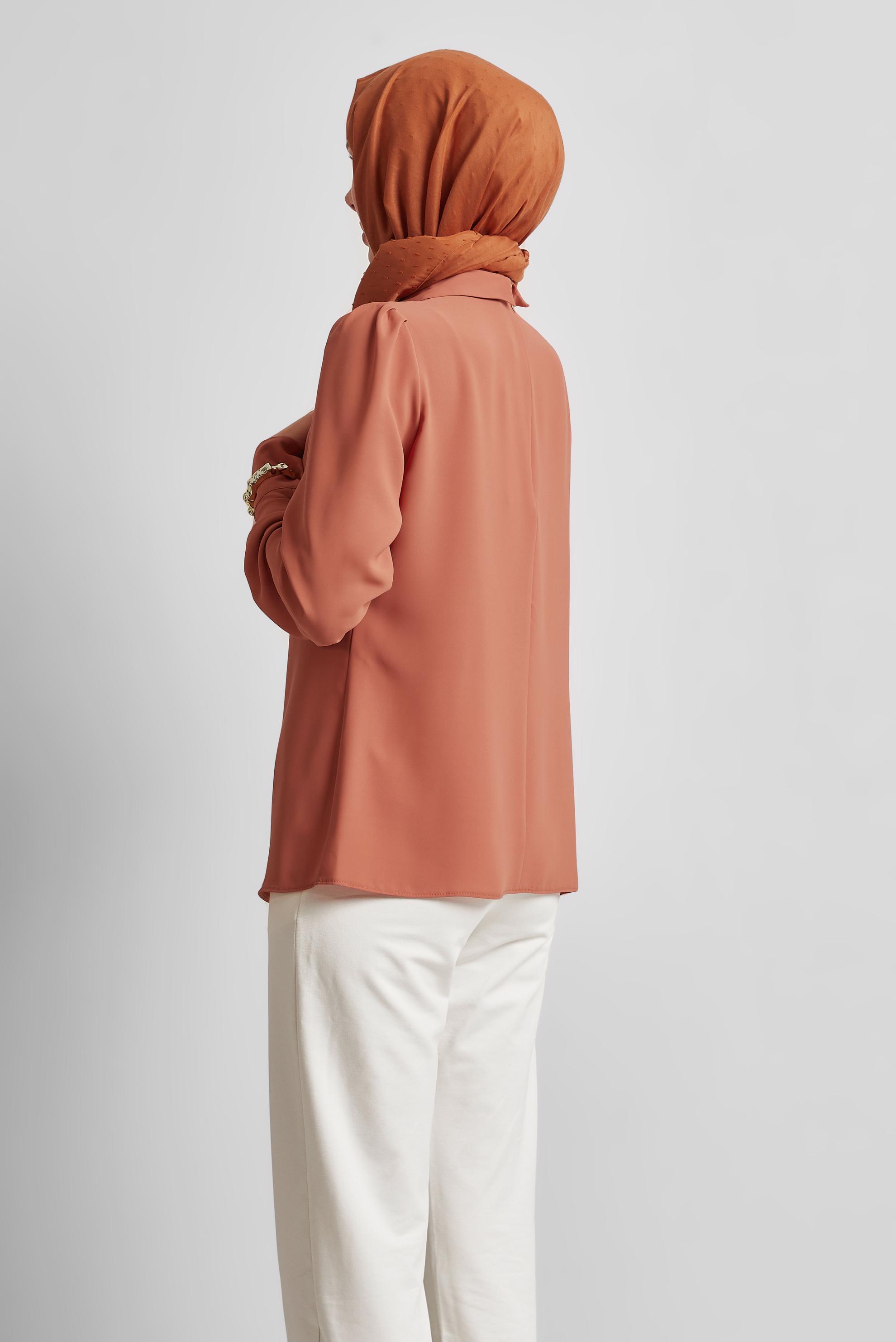 Tesettür giyim TABA GÖMLEK YAKA BLUZ 45597