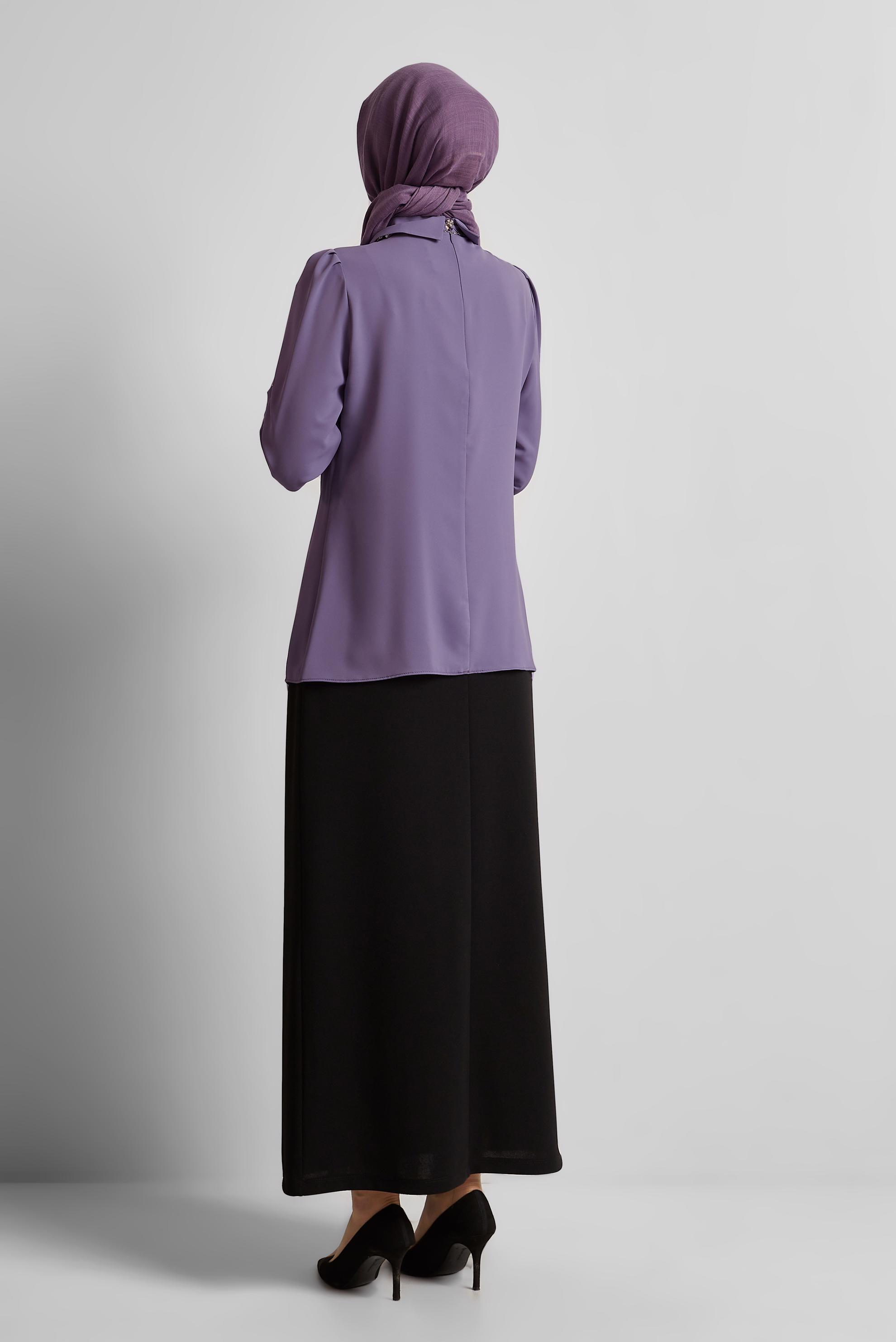 Tesettür giyim MOR GÖMLEK YAKA BLUZ 45597