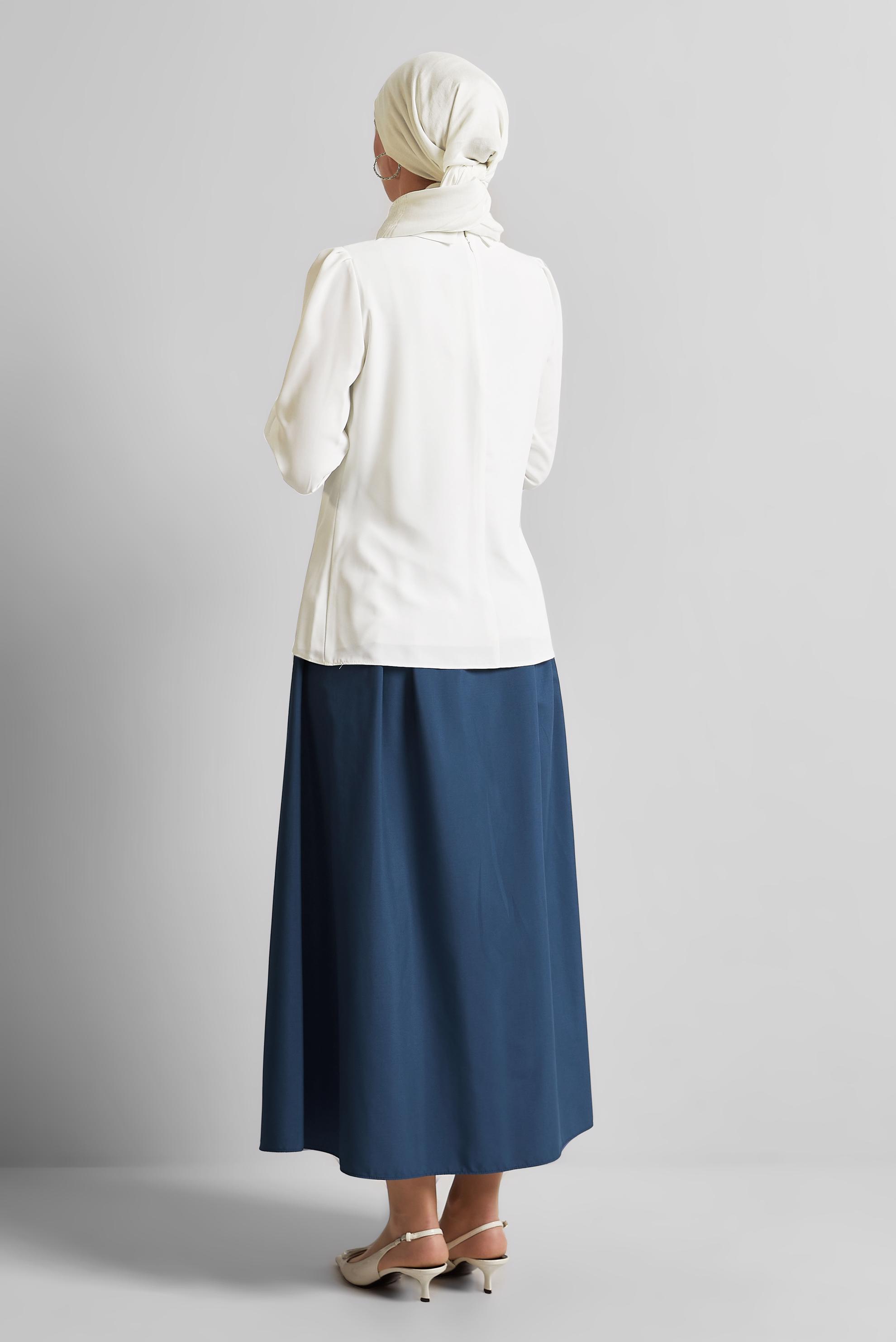 Tesettür giyim BEYAZ GÖMLEK YAKA BLUZ 45597