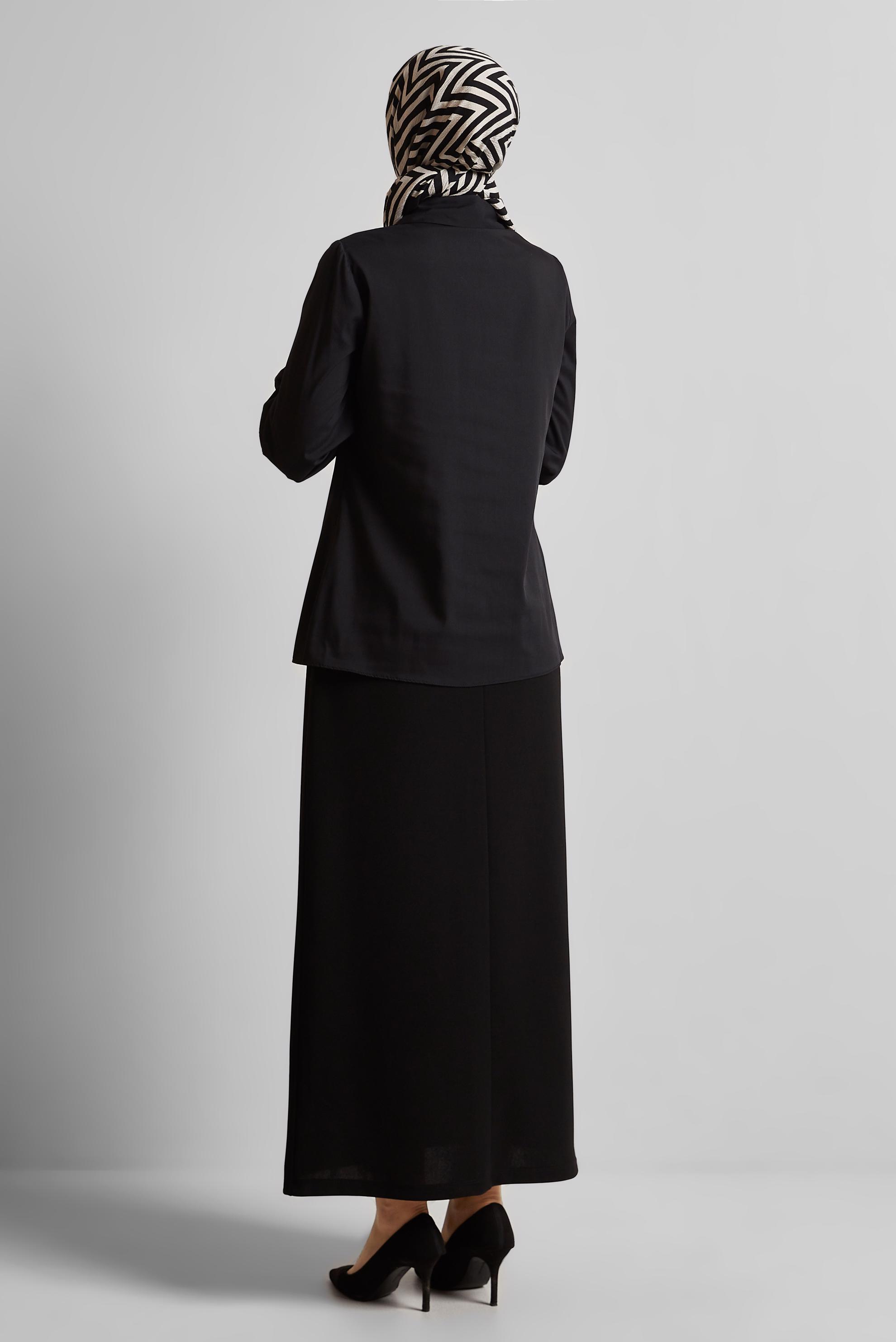 Tesettür giyim SİYAH GÖMLEK YAKA BLUZ 45604 