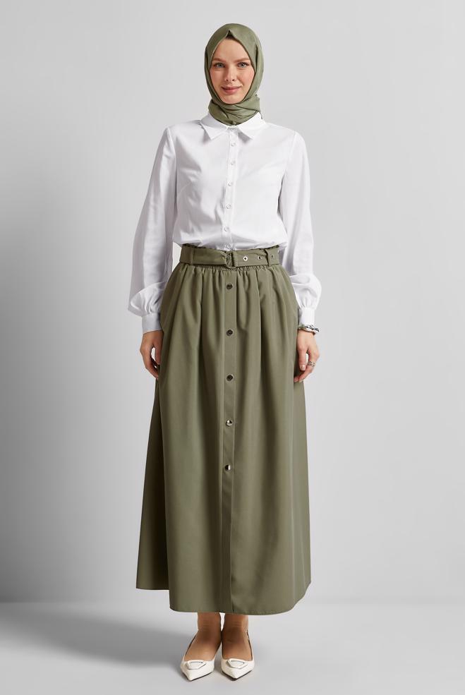 Vêtements hijab BEIGE BLOUSE À COL CHEMISE 45604 - ALVİNA
