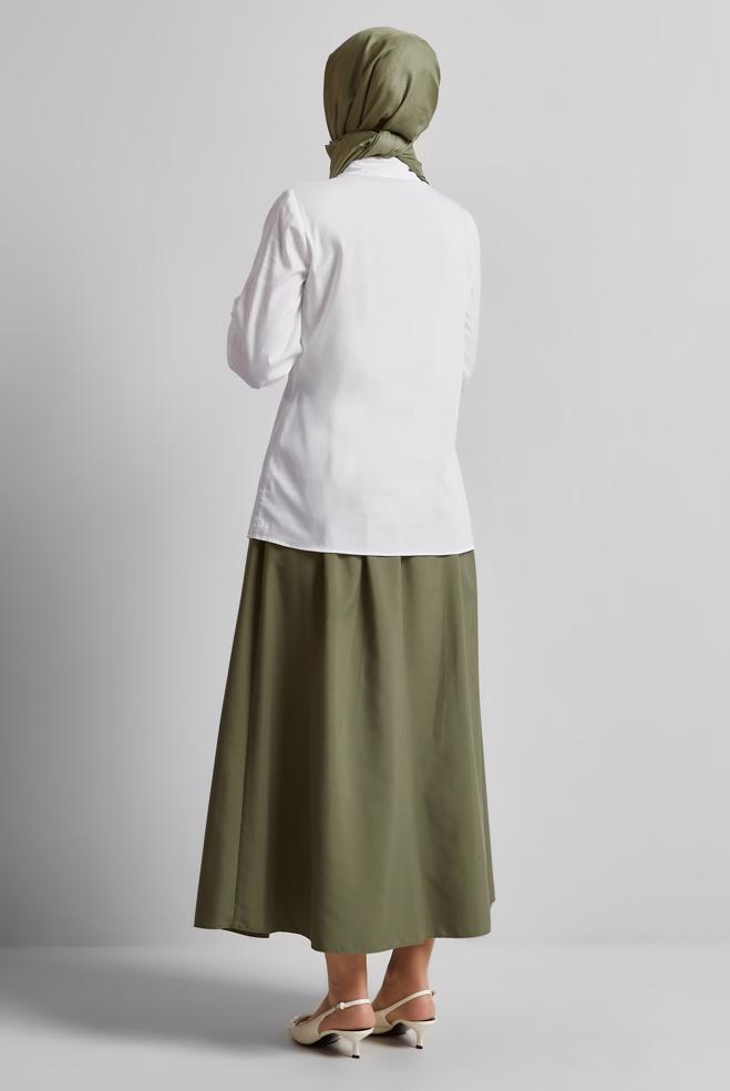 Vêtements hijab BEIGE BLOUSE À COL CHEMISE 45604 - ALVİNA