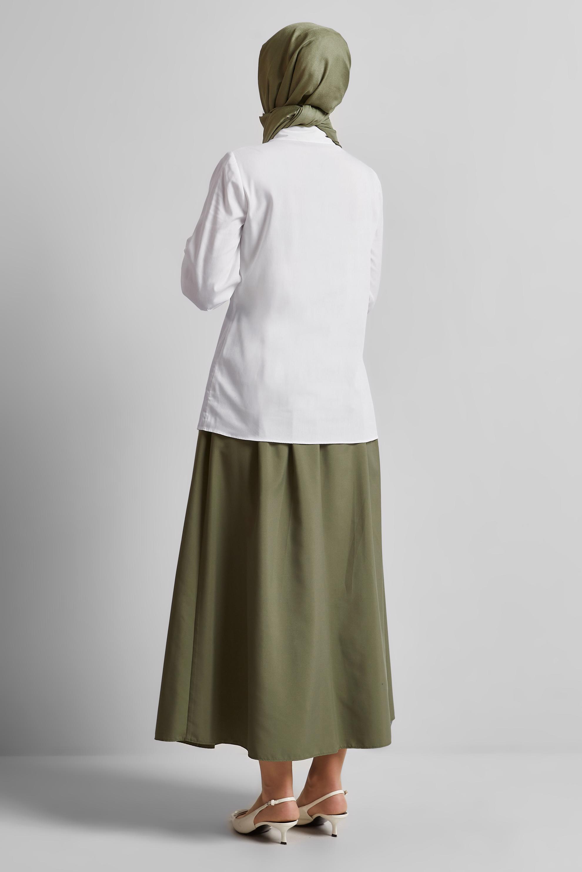 Vêtements hijab BEIGE BLOUSE À COL CHEMISE 45604