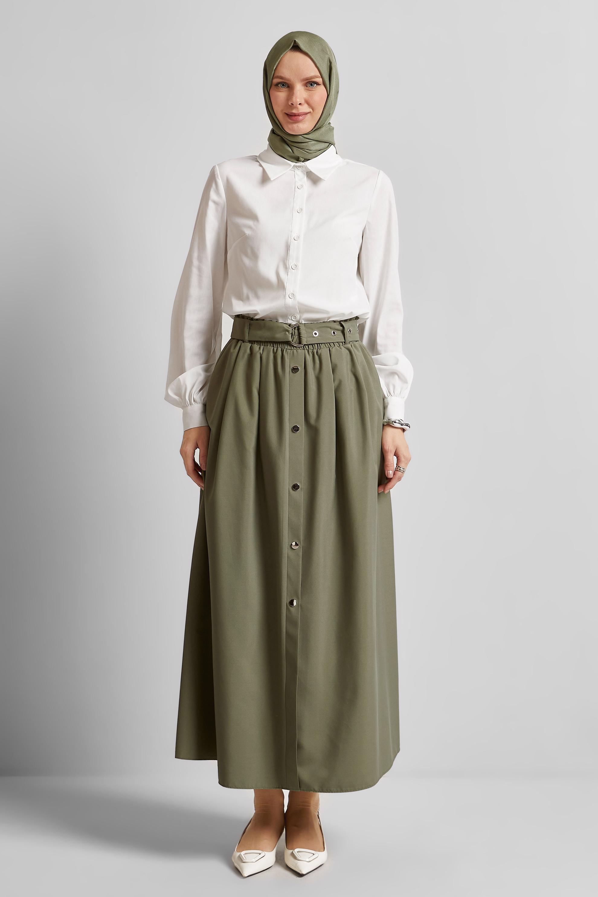 Tesettür giyim BEYAZ GÖMLEK YAKA BLUZ 45604 