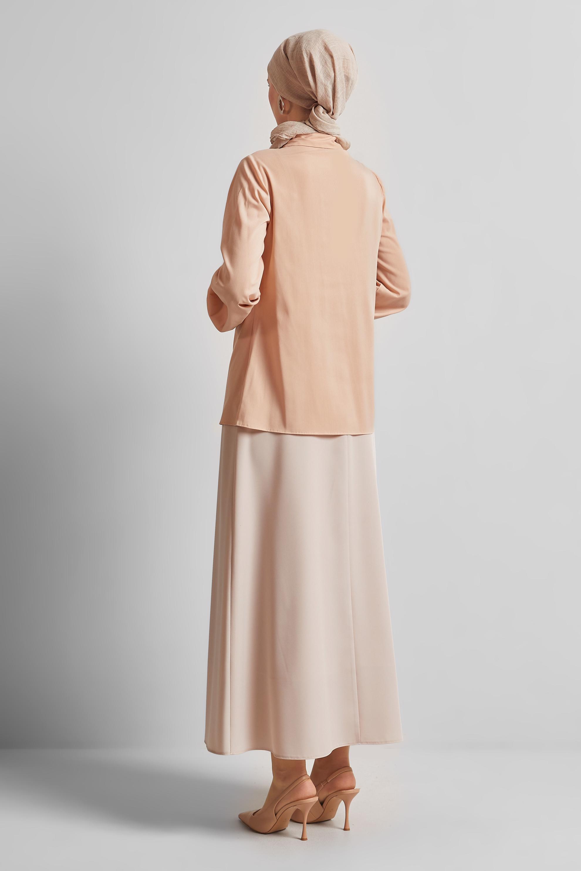 Vêtements hijab BEIGE BLOUSE À COL CHEMISE 45604