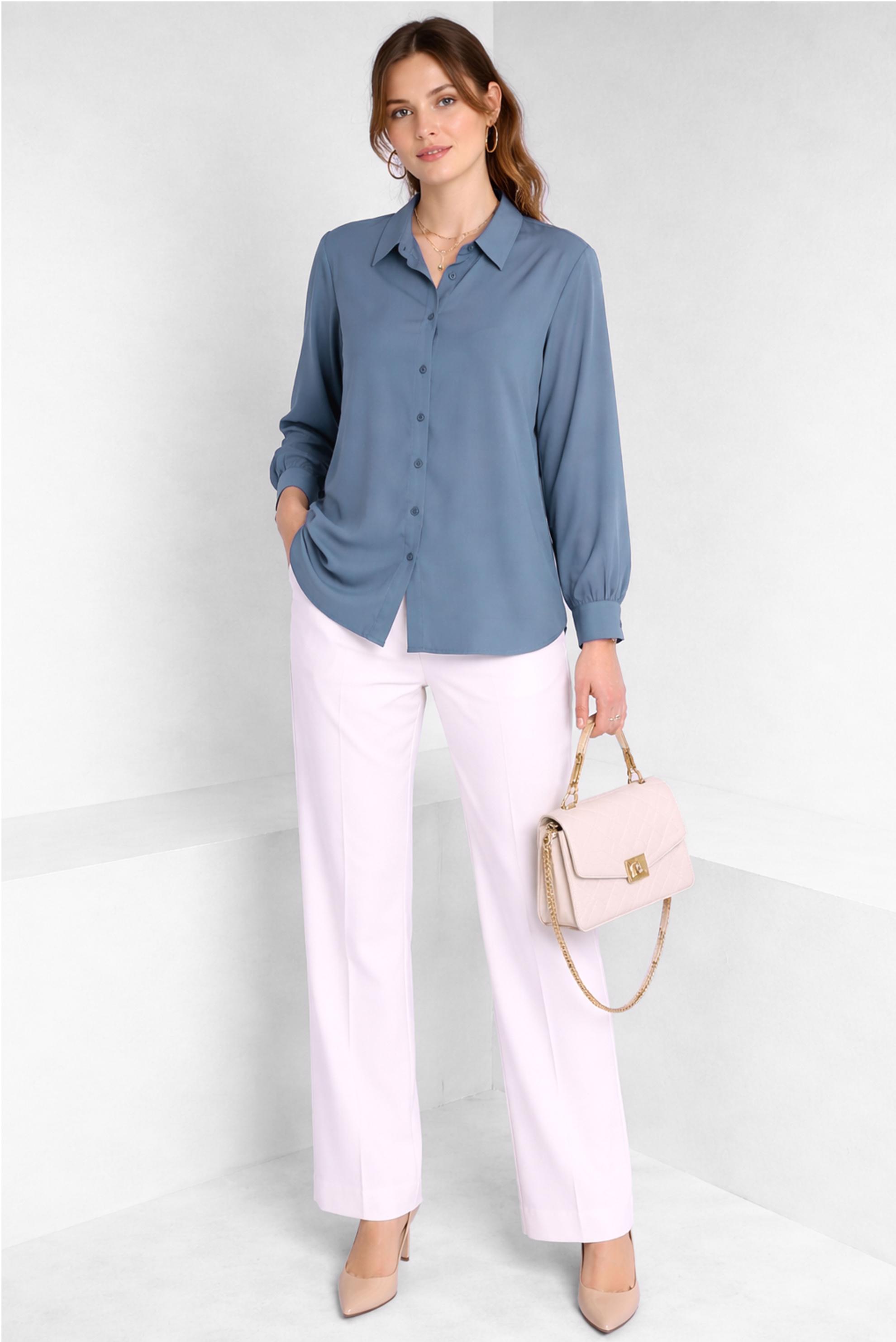 Tesettür giyim LACİVERT GÖMLEK YAKA BLUZ 45604 