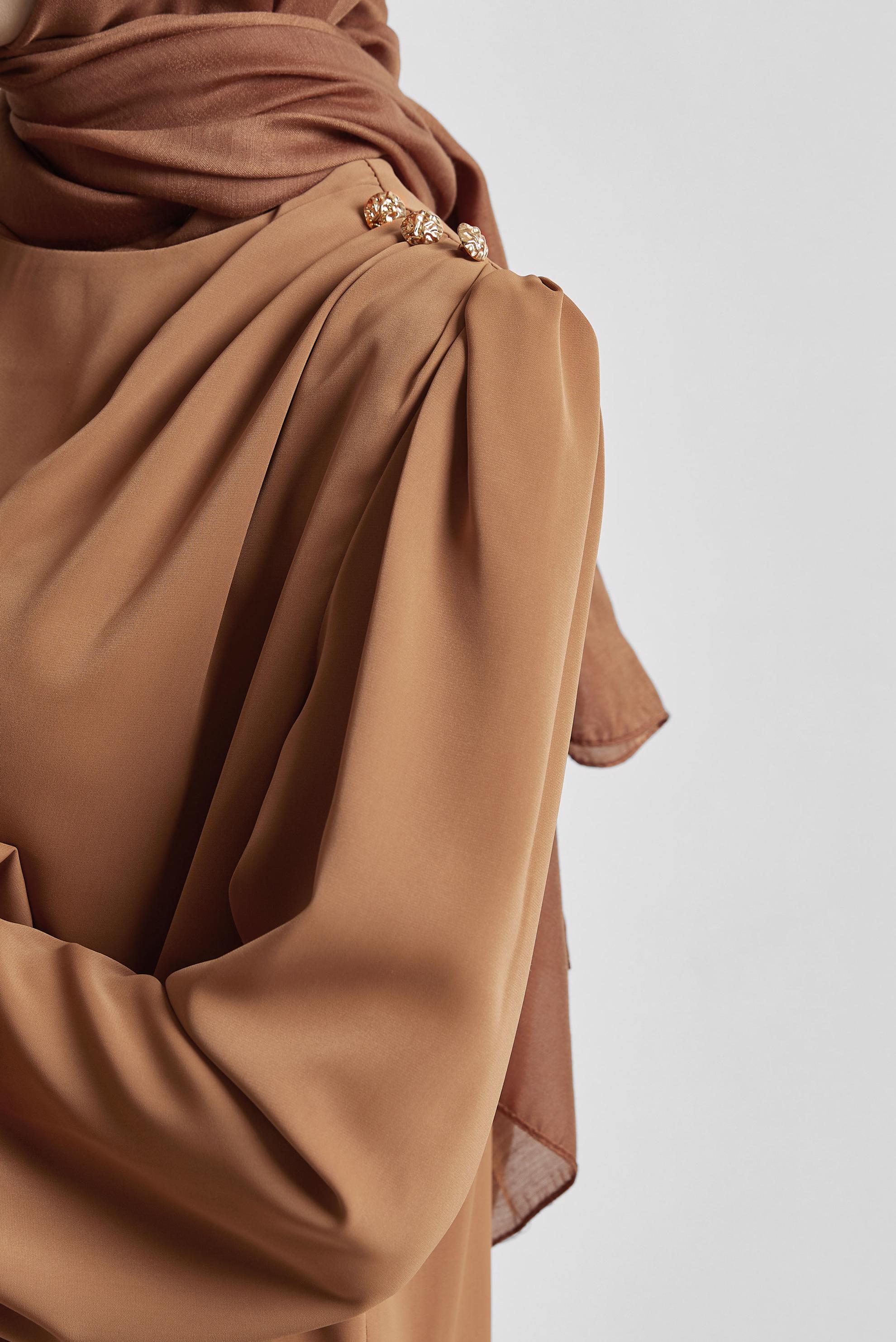 Tesettür giyim KAHVE BİSİKLET YAKA BLUZ 45636