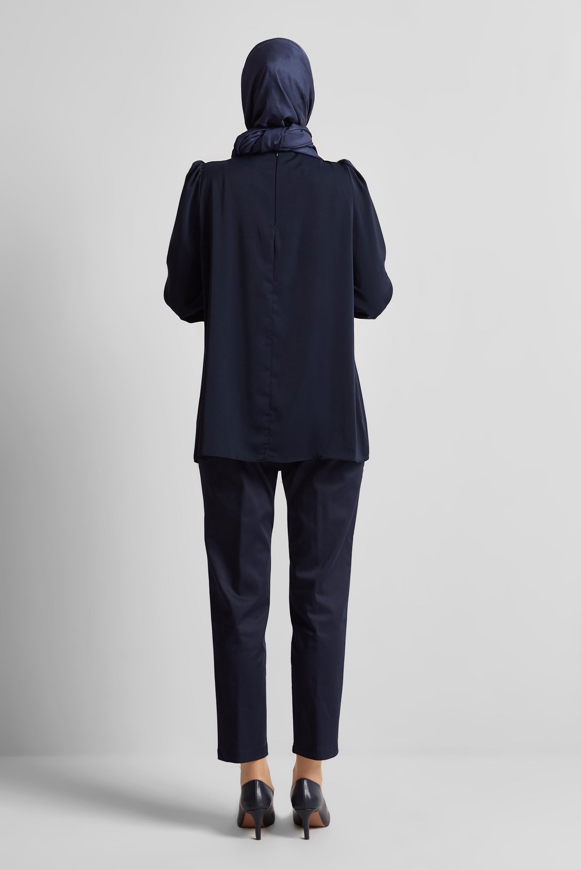 Hijab clothing NAVY BLUE CREW-NECK BLOUSE 45636