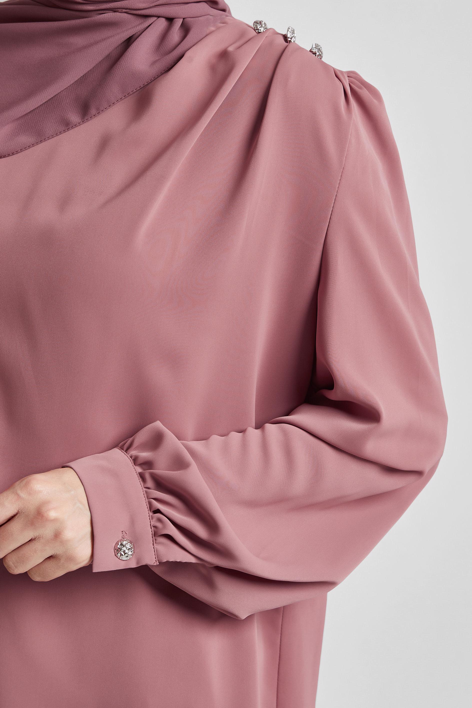 Tesettür giyim PEMBE BİSİKLET YAKA BLUZ 45636