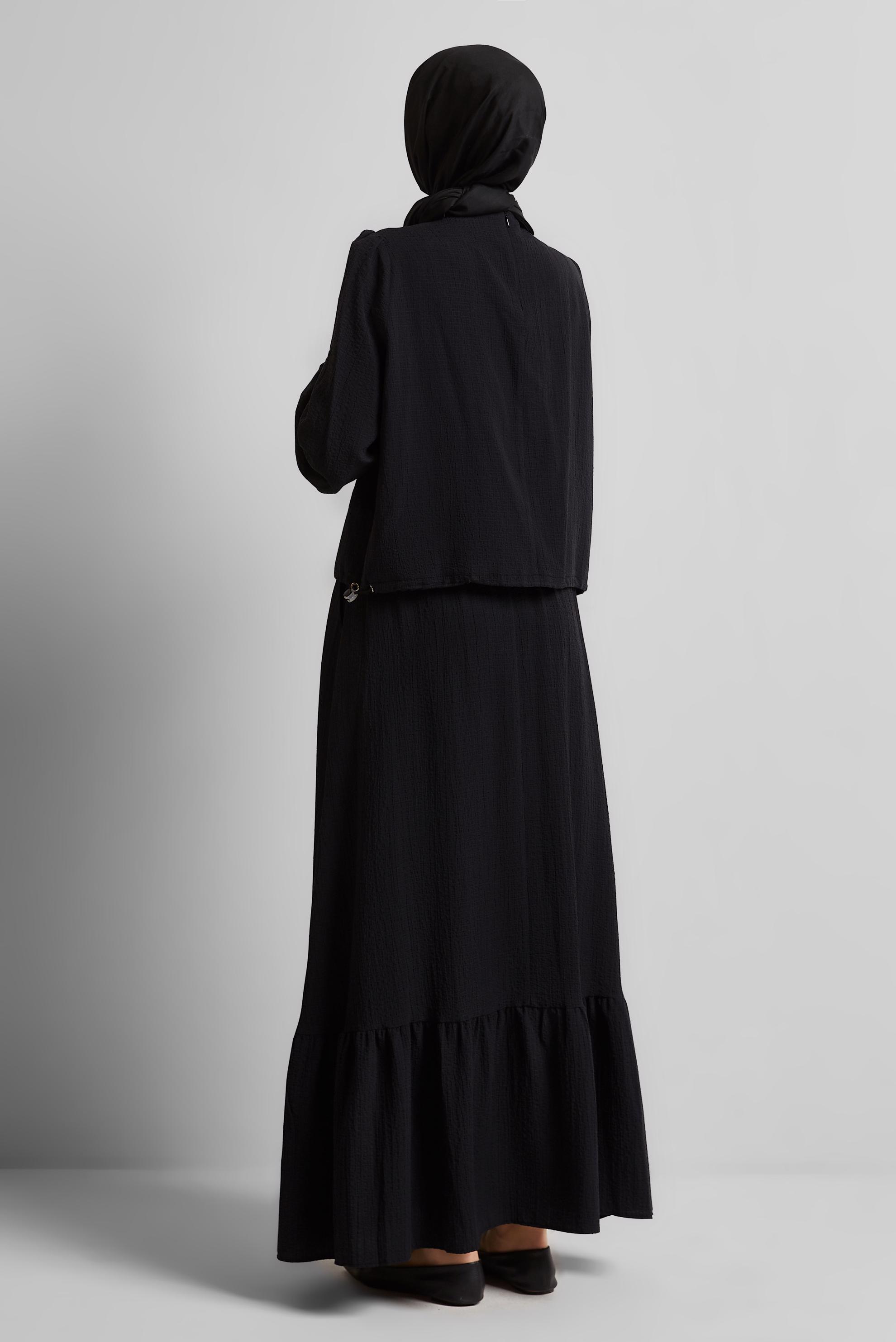 Hijab clothing BLACK SMOCKING WAIST BLOUSE 45656