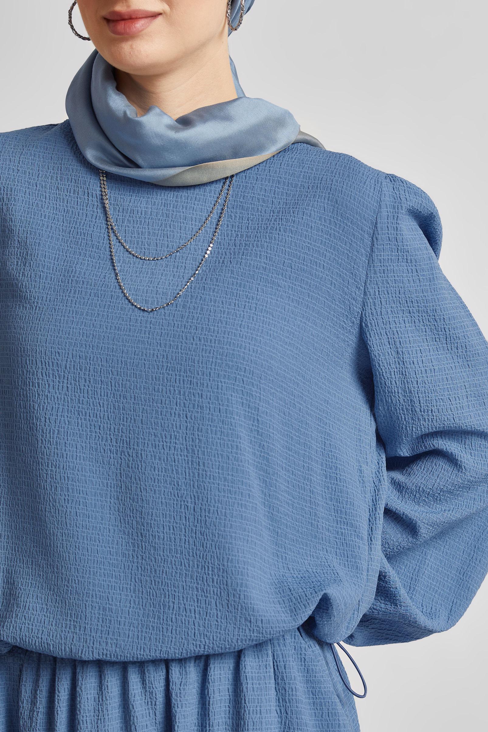 Vêtements hijab BLEU MARINE BLOUSE TAILLE SMOCKÉE 45656