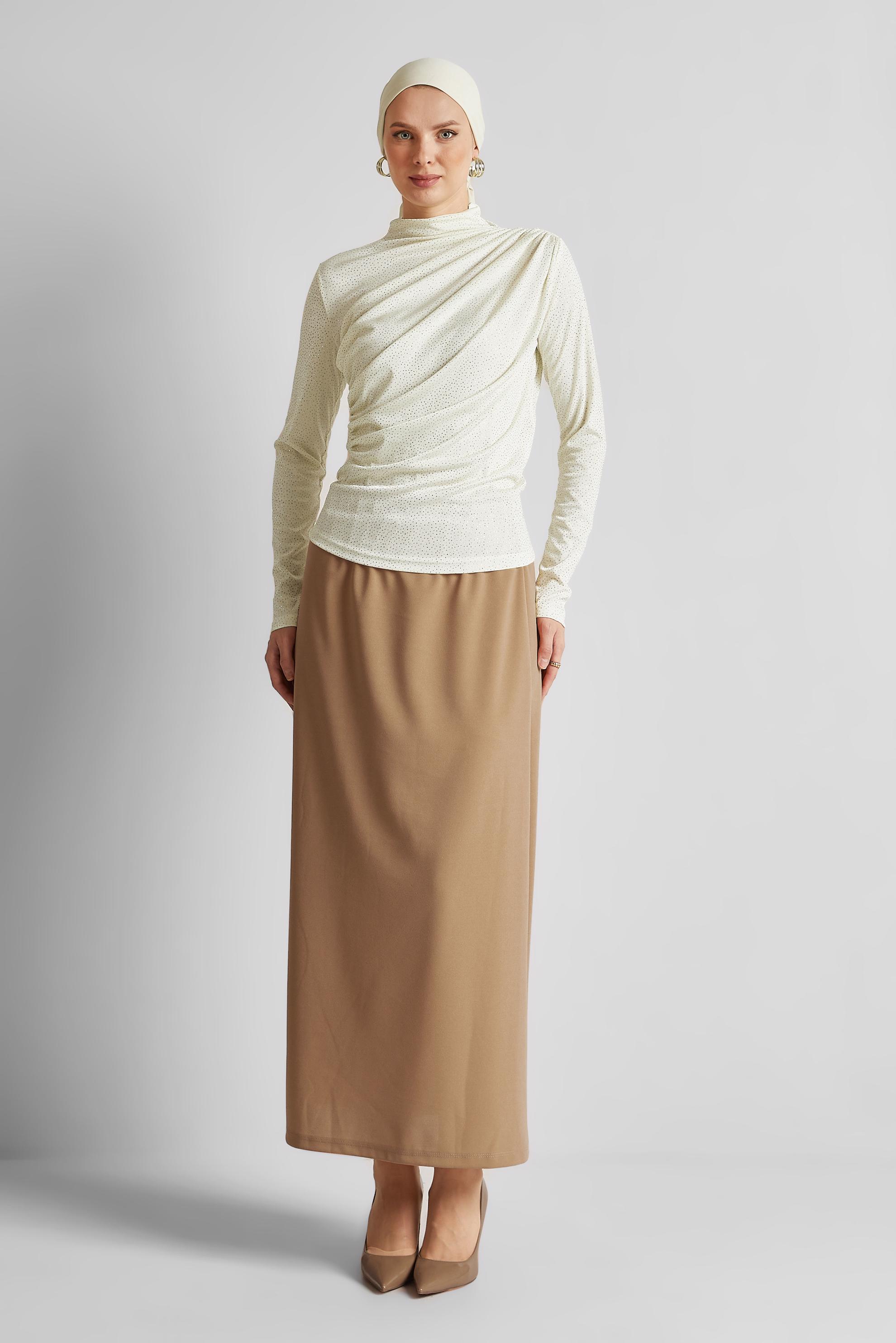 Hijab clothing WHITE DRAPE DETAILED BLOUSE 45680