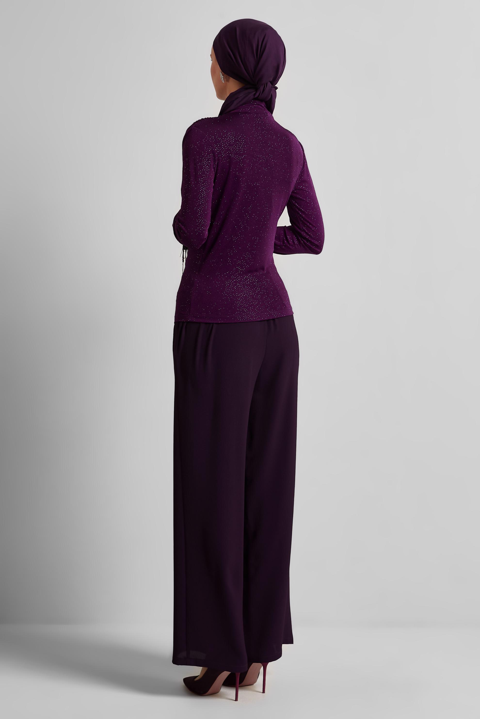 Tesettür giyim MOR DRAPE DETAYLI BLUZ 45680