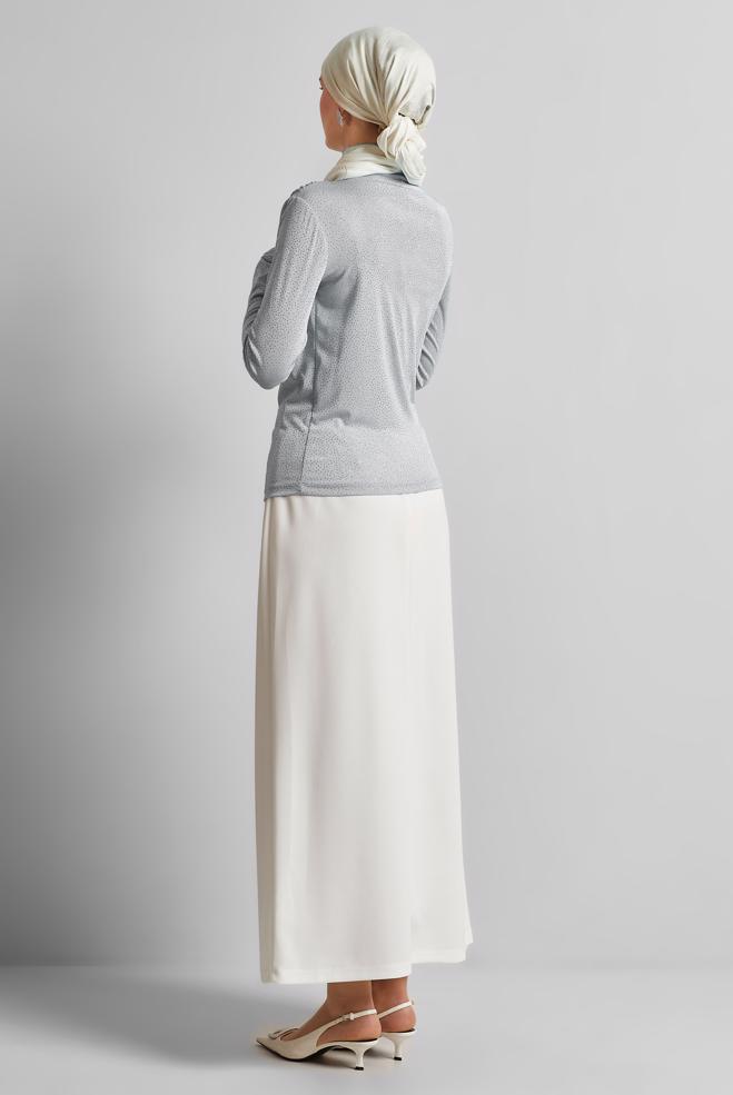 Hijab clothing GREY DRAPE DETAILED BLOUSE 45680 - ALVİNA