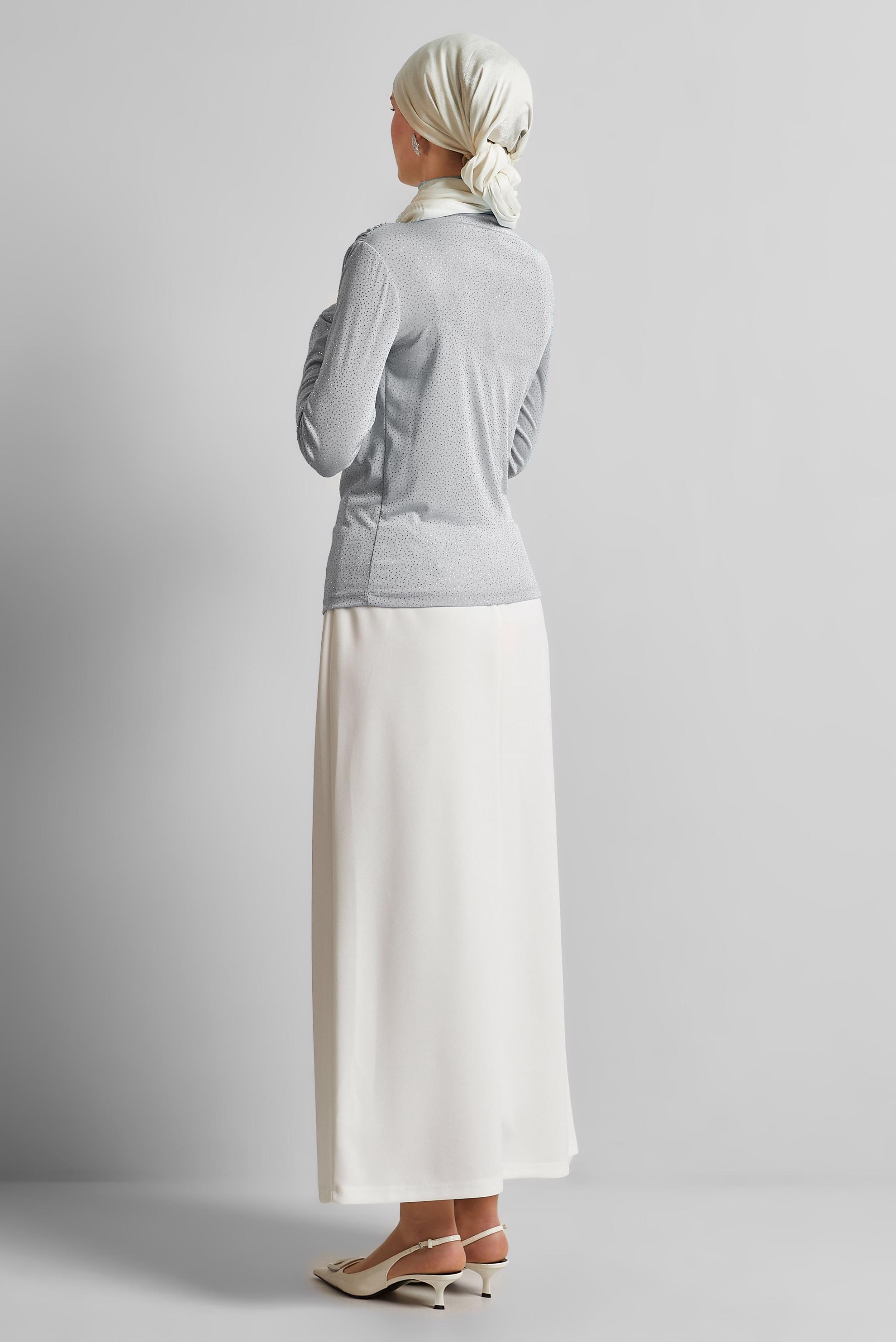 Hijab clothing GREY DRAPE DETAILED BLOUSE 45680