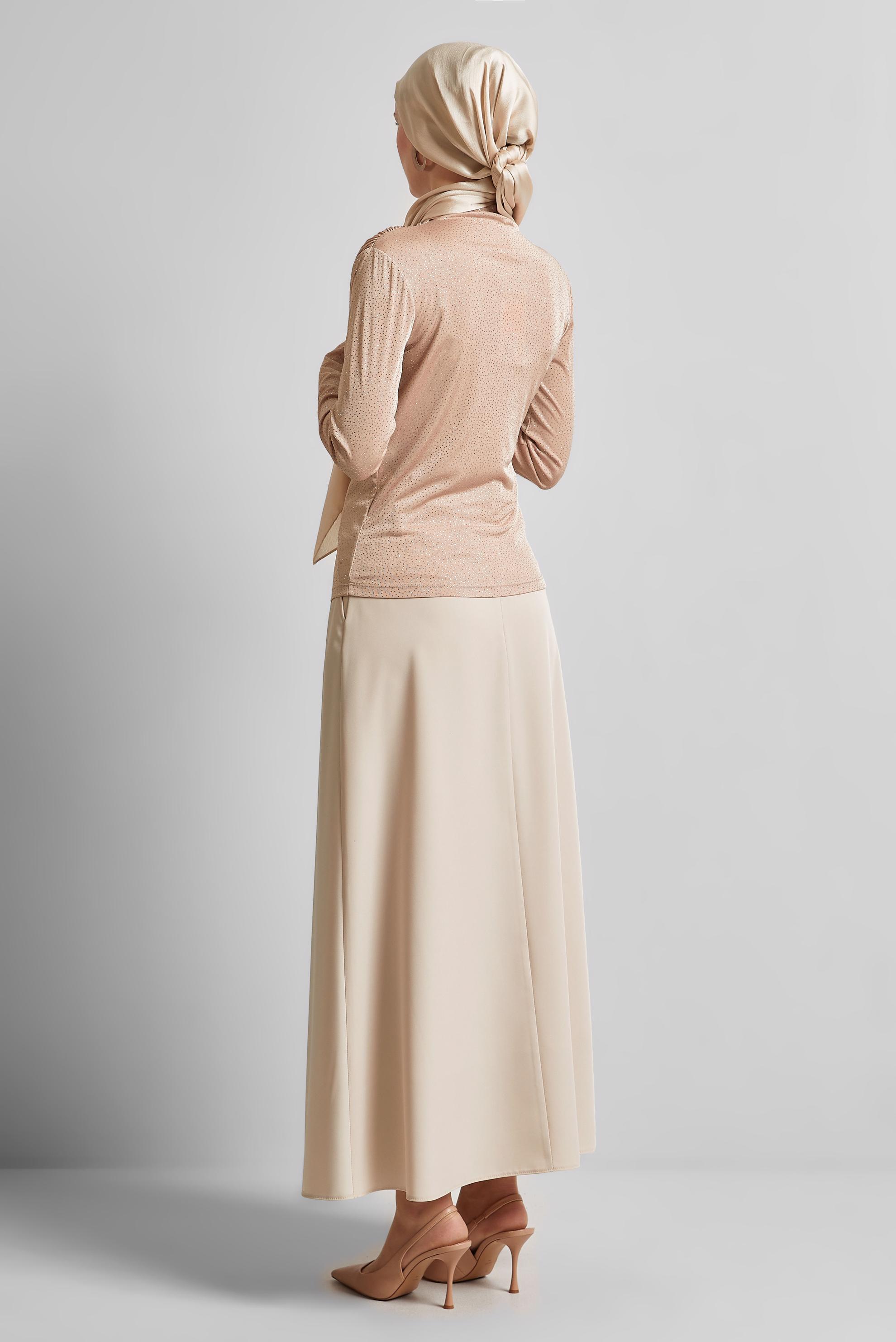 Tesettür giyim PUDRA DRAPE DETAYLI BLUZ 45680